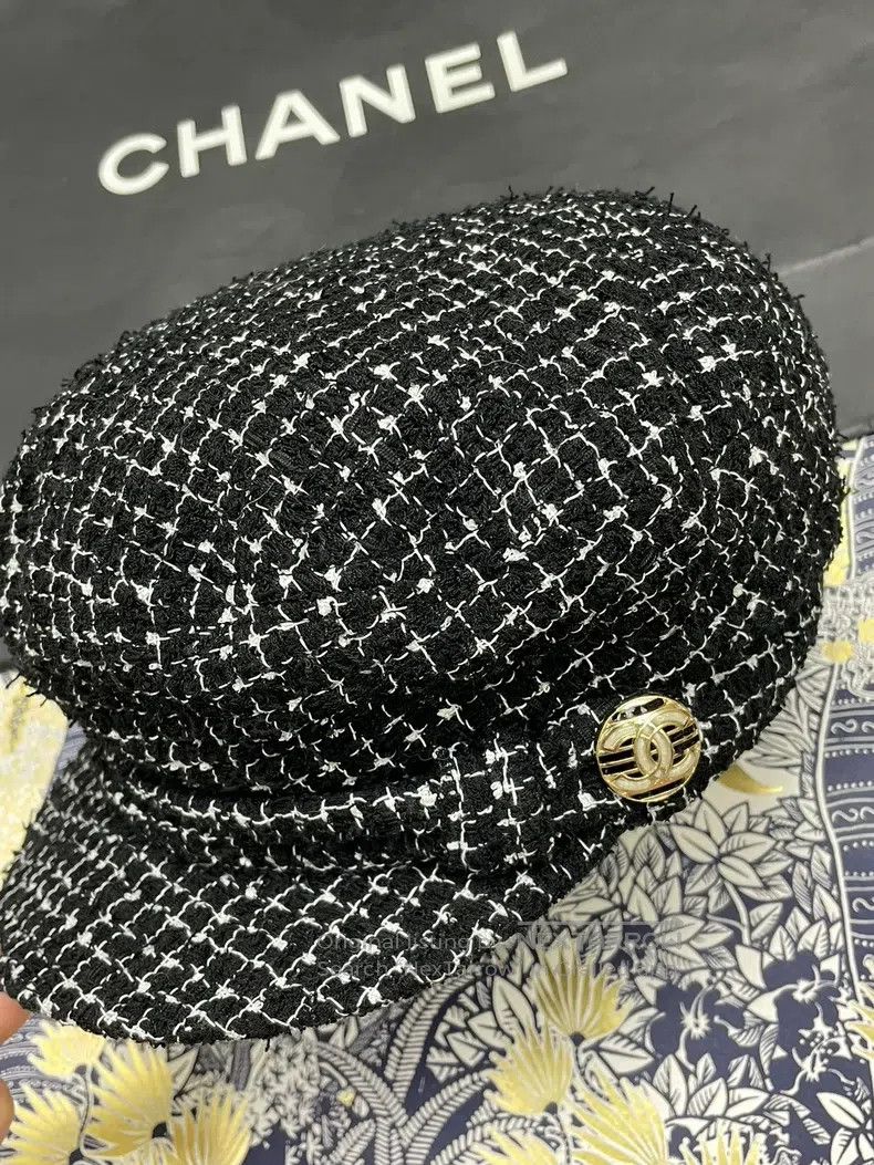 Chanel Chanel SizeL Black and white colour-matched plaid beret new Size ONE SIZE - 3 Thumbnail