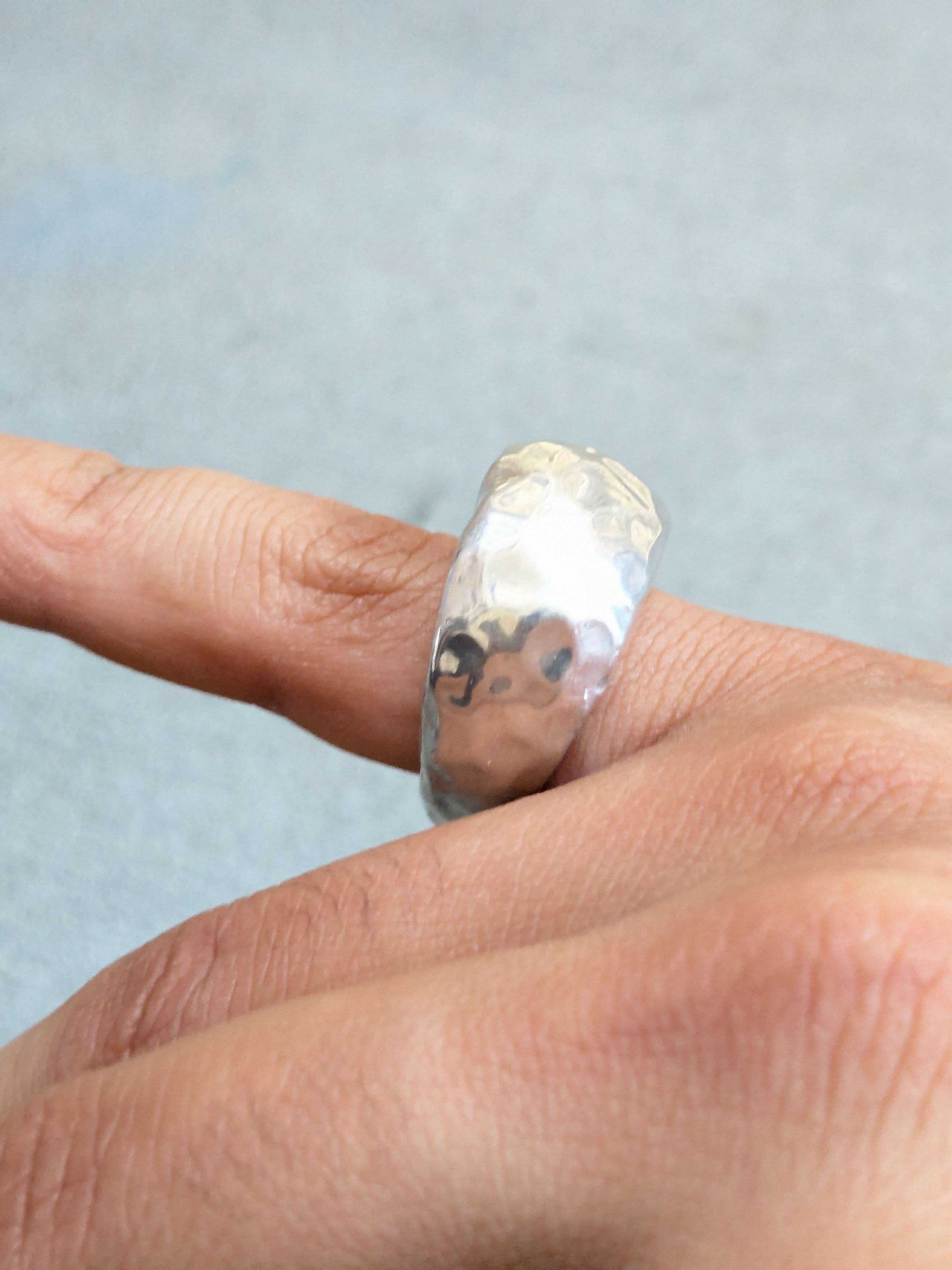 Jewelry Vintage Sterling Silver Ring 7 Modern Hammered Abstract Size ONE SIZE - 10 Thumbnail