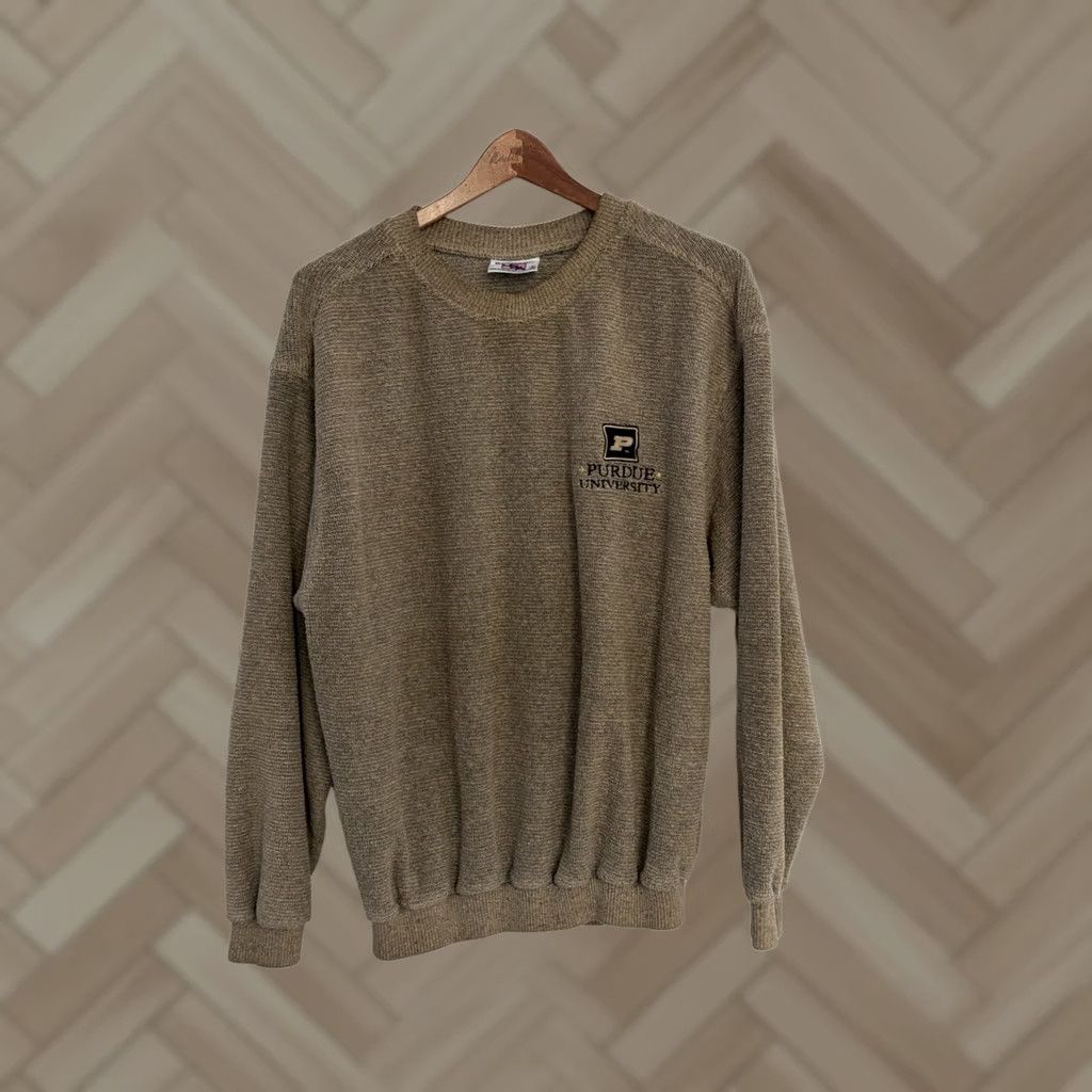 Vintage VINTAGE Purdue Boilermakers Knit Sweatshirt/ Sweater Mens Beige L Long Sleeve Acrylic USA Player Sportswear Mens Size US L / EU 52-54 / 3 - 1 Thumbnail