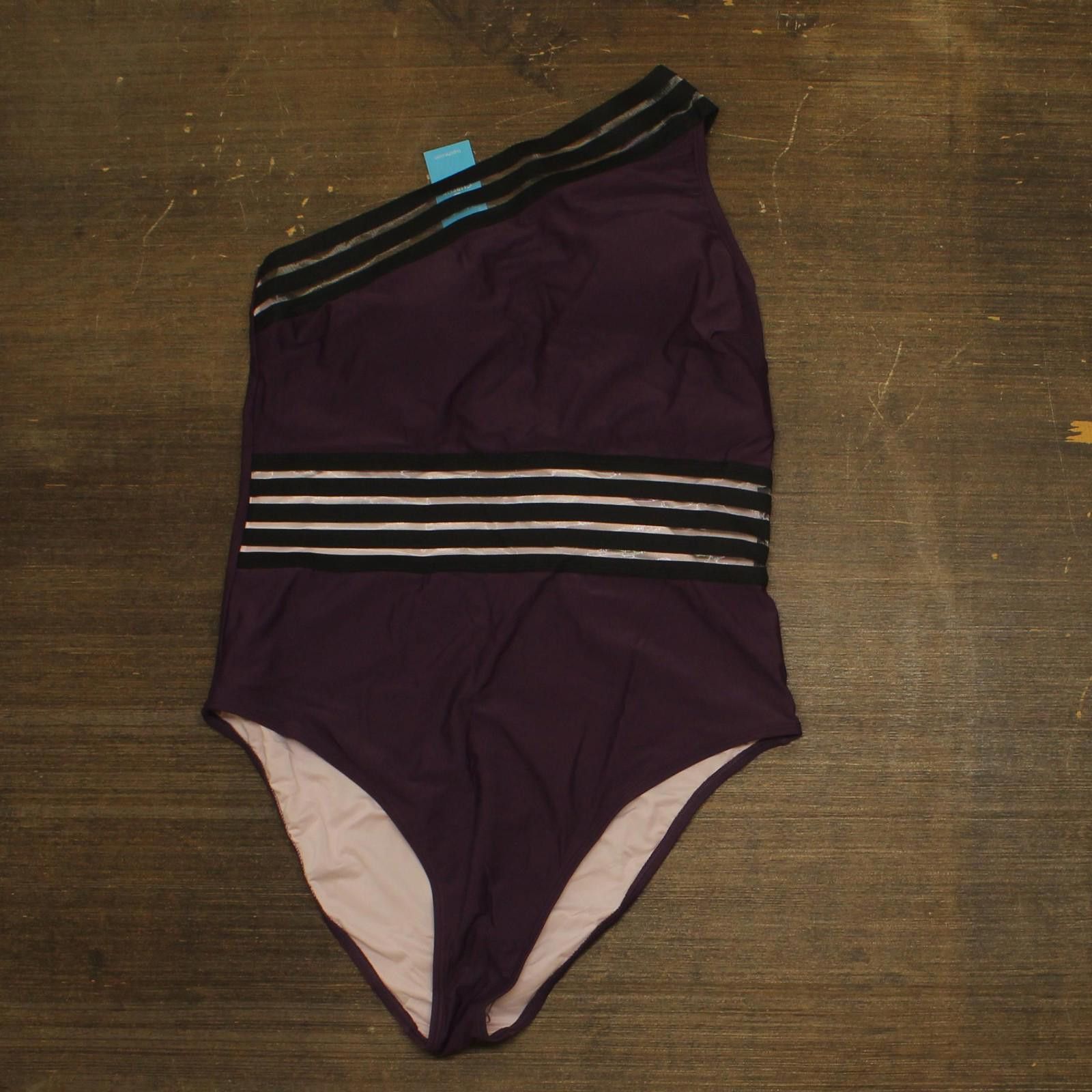 NWT Cupshe Mesh One Shoulder One Piece Swimsuit Purple Xl, Women's