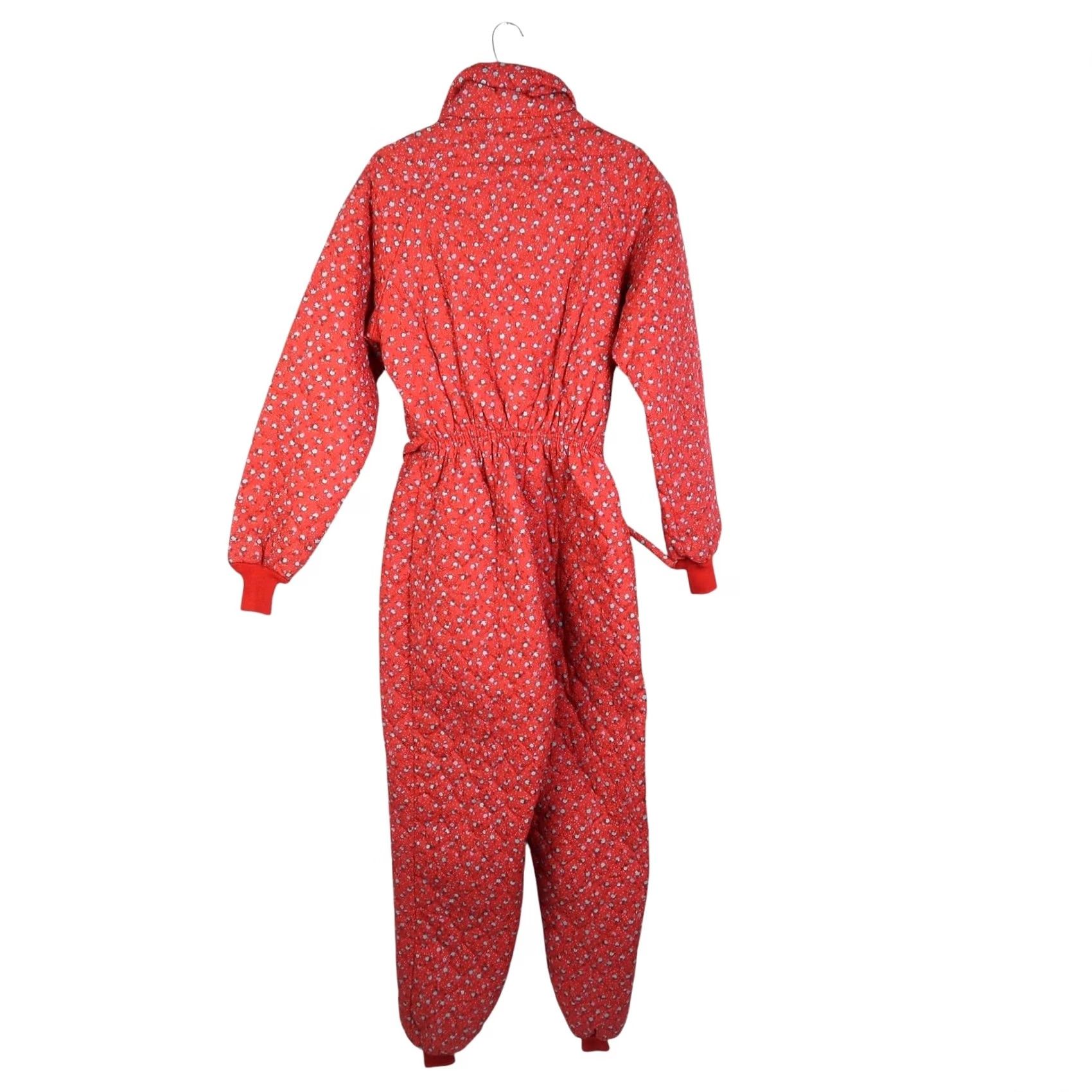 Vintage VINTAGE 70s Empire Insulated Wear Red Floral Quilted Jumpsuit Ski Suit Womens Large Long Sleeve Zip Front Size 36" / US 14 / IT 50 - 3 Thumbnail