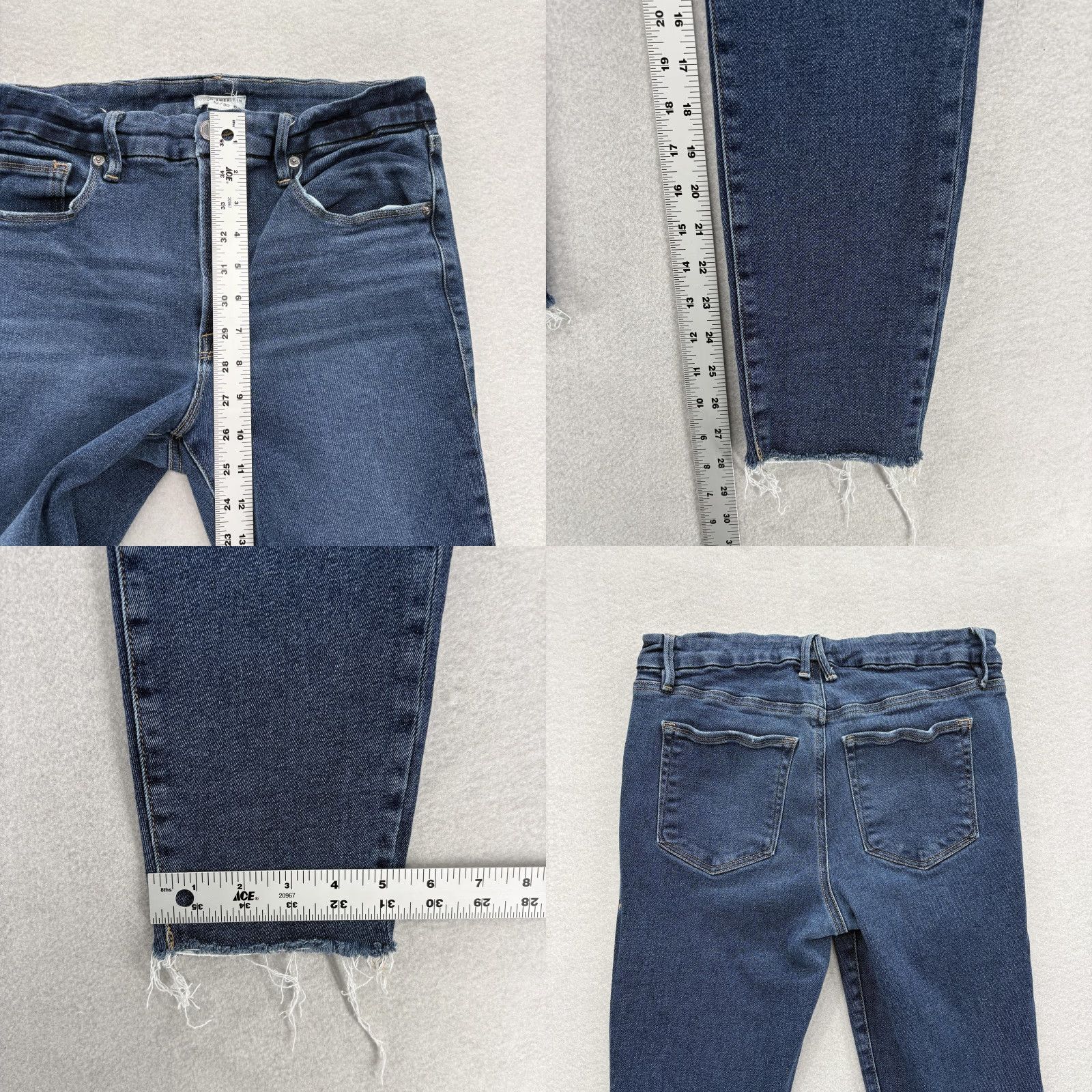 Good American VINTAGE Good American Good Legs Skinny Jeans Womens 10/30 Blue High Rise Raw Hem Preppy Size 32" / US 10 / IT 46 - 8 Thumbnail