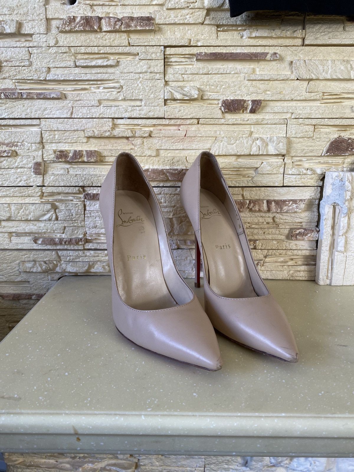 Christian Louboutin Christian Louboutine Leather Women’s Heels Beige Size US 8.5 / IT 38.5 - 1 Thumbnail