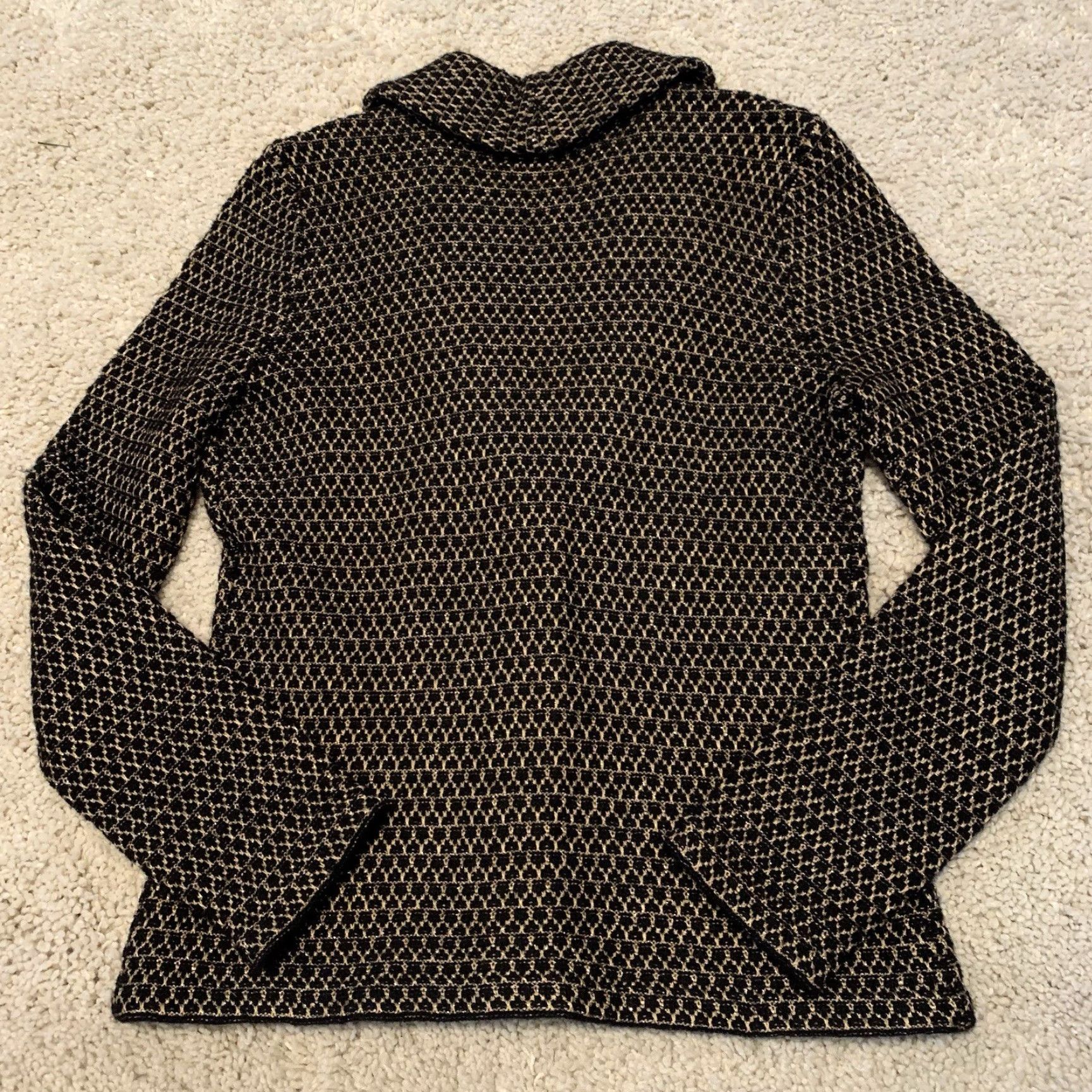 Jones New York Jones New York Signature Cardigan Sweater Womens Medium Black Gold Metallic Size M / US 6-8 / IT 42-44 - 6 Thumbnail