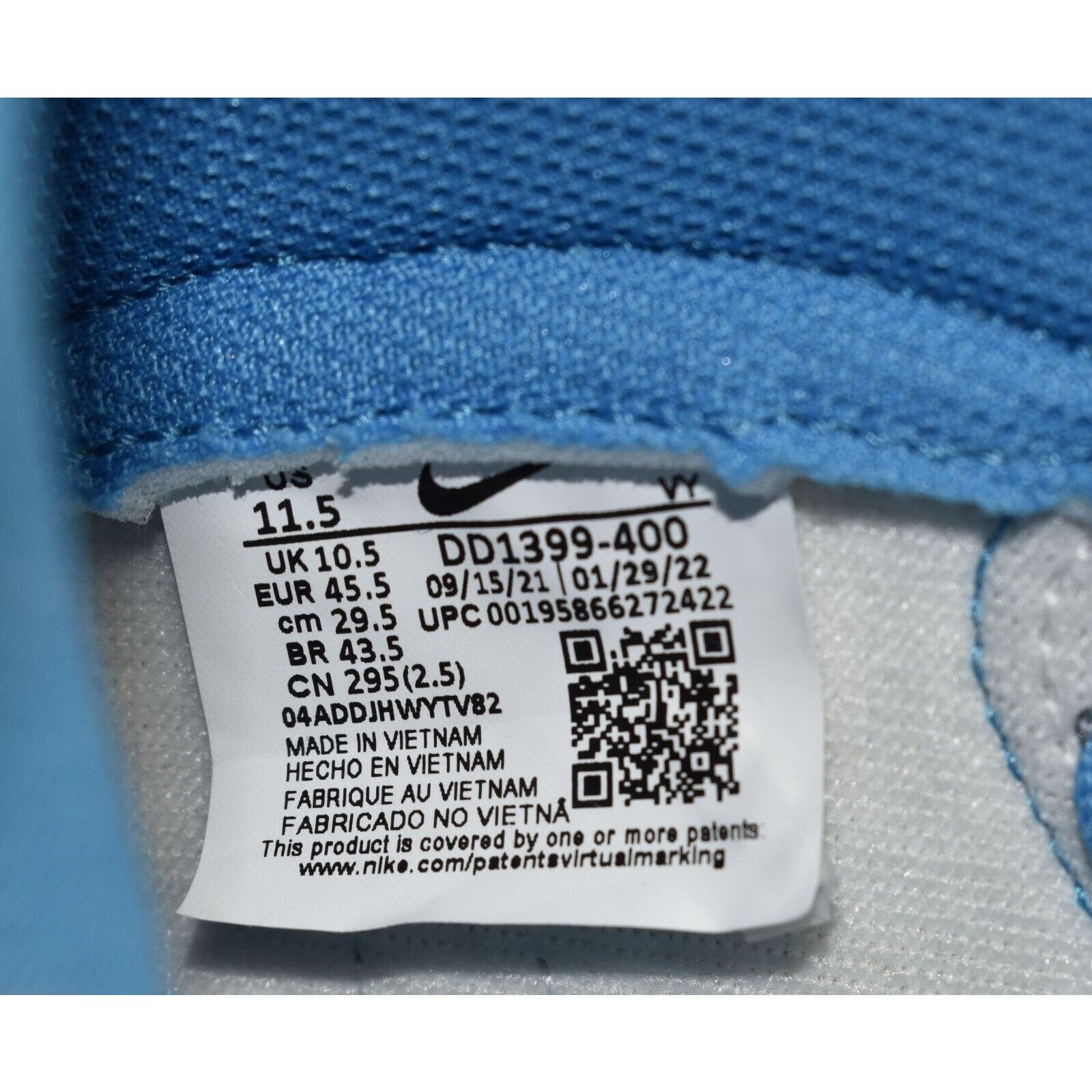 Nike NEW NIKE Dunk Hi Retro Blue White Sneaker DD1399-400 Sz 11.5 Size US 11.5 / EU 44-45 - 6 Thumbnail
