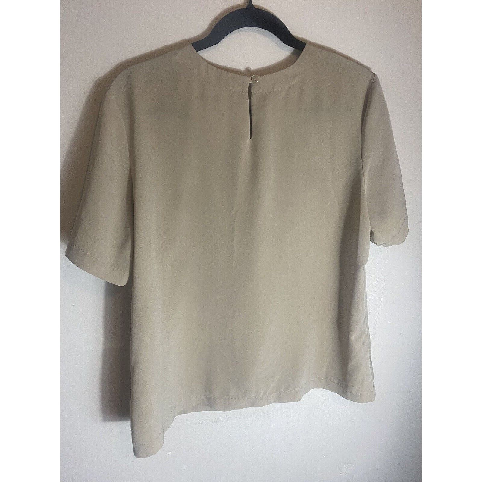& Other Stories Vintage Jaclyn Smith Silk Blouse - Nude, Sz L, Short Sleeve Size L / US 10 / IT 46 - 2 Thumbnail