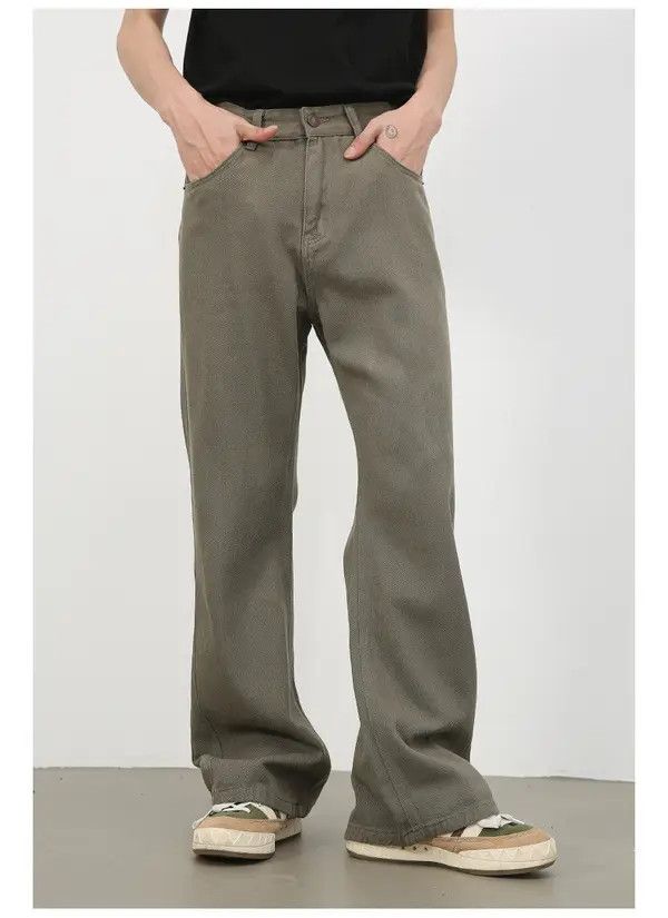 Japanese Brand Etsuko x aoka Khaki loose straight casual flared jeans Size US 32 / EU 48 - 1 Thumbnail