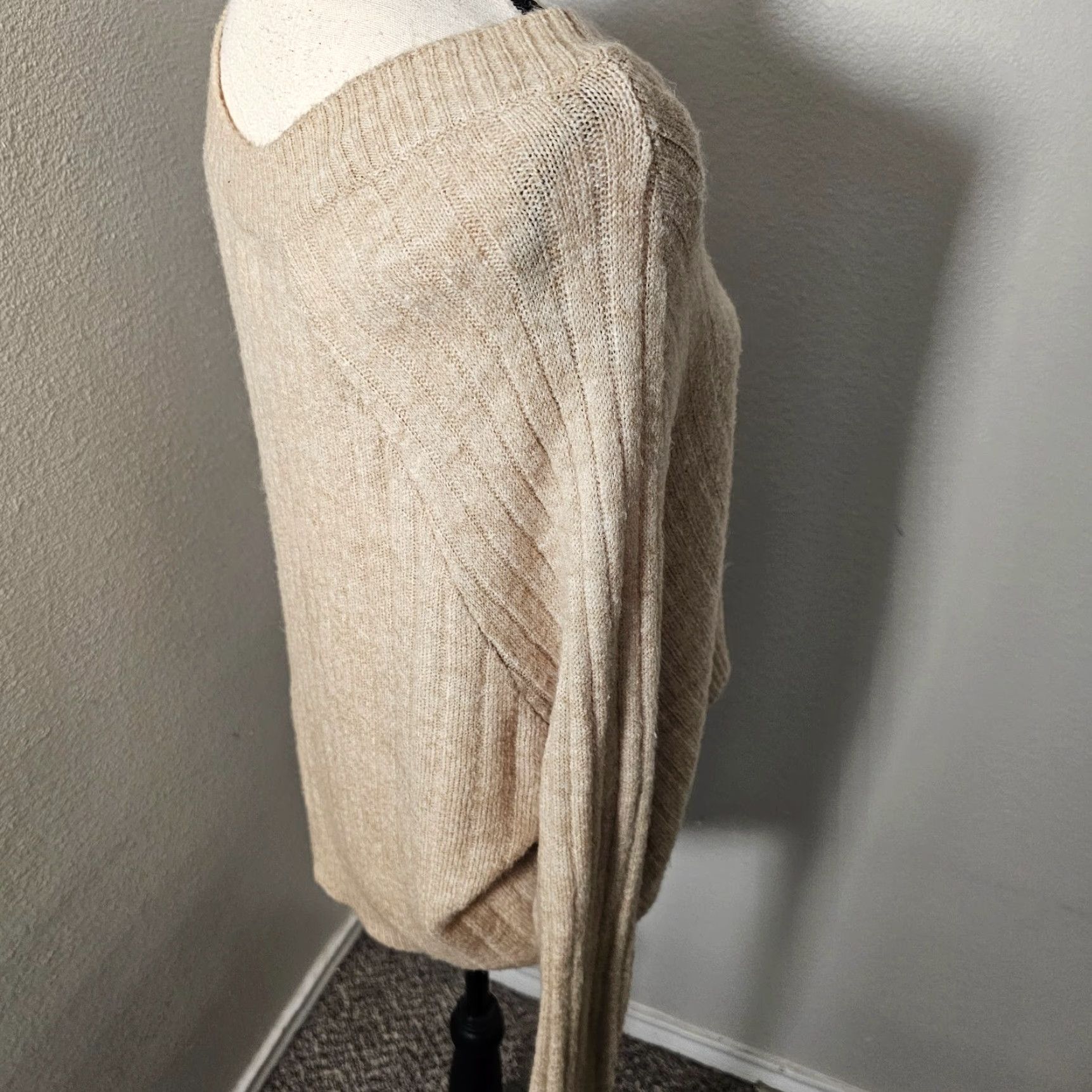 Vintage Harper Heritage Sweater Womens Size M V-Neck Cable-Knit Long Sleeve Pullover Gray Ribbed Classic Knit Size M / US 6-8 / IT 42-44 - 4 Thumbnail