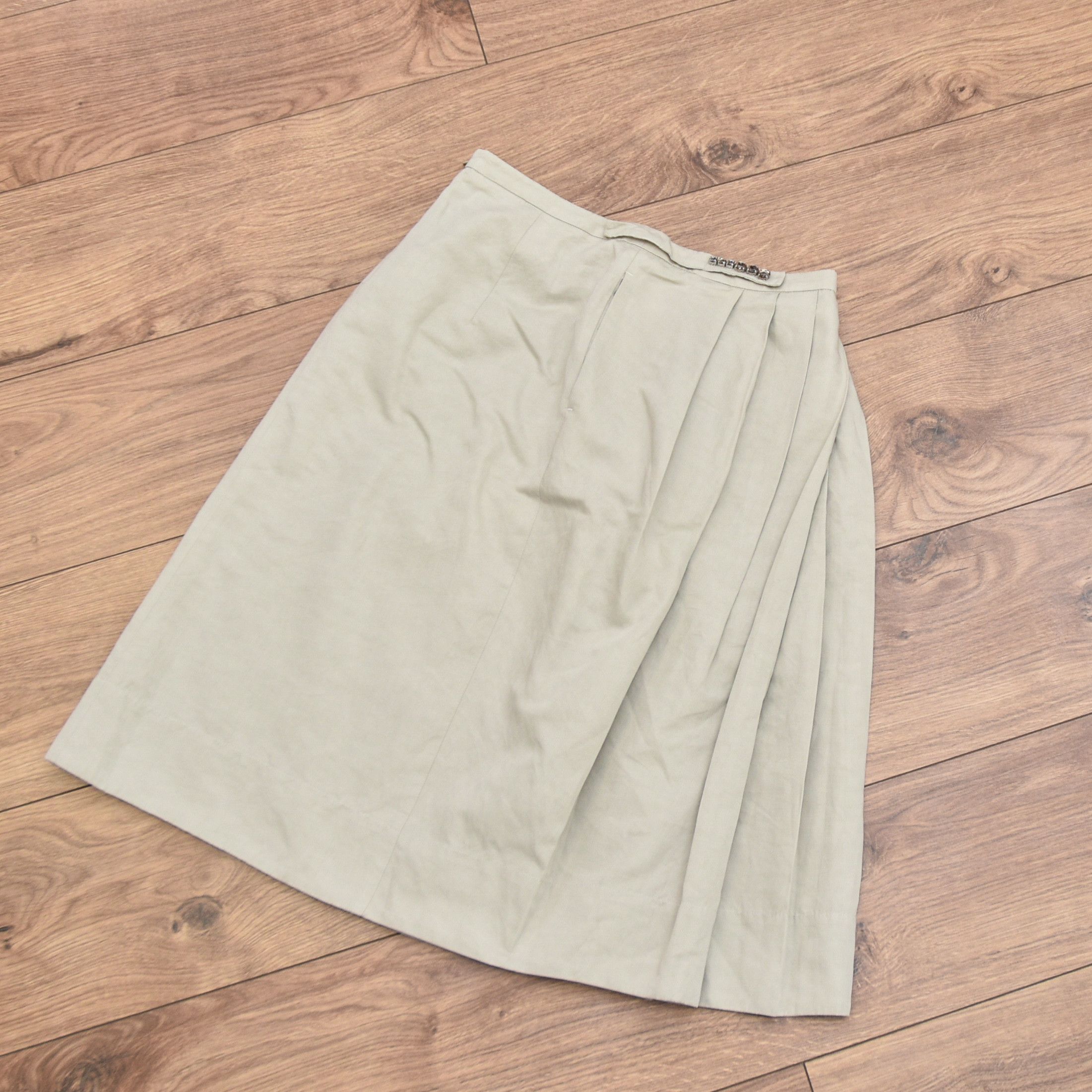 Max Mara MAX MARA Beige Cotton Linen Skirt Crystal Jewel Embellished Size 28" / US 6 / IT 42 - 5 Thumbnail