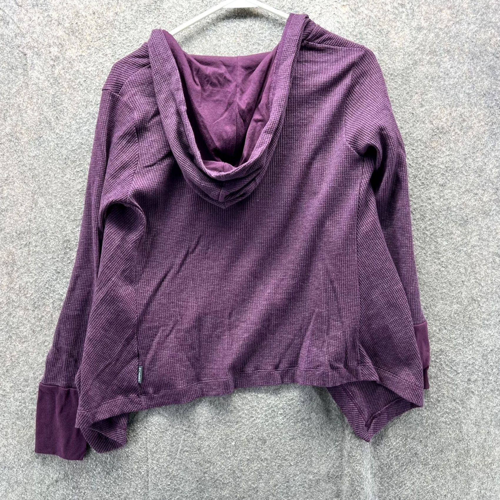 Vintage Columbia Sweater Womens XS Purple Waffle Knit Hooded Open Front Lightweight Cardigan Size XS / US 0-2 / IT 36-38 - 2 Thumbnail