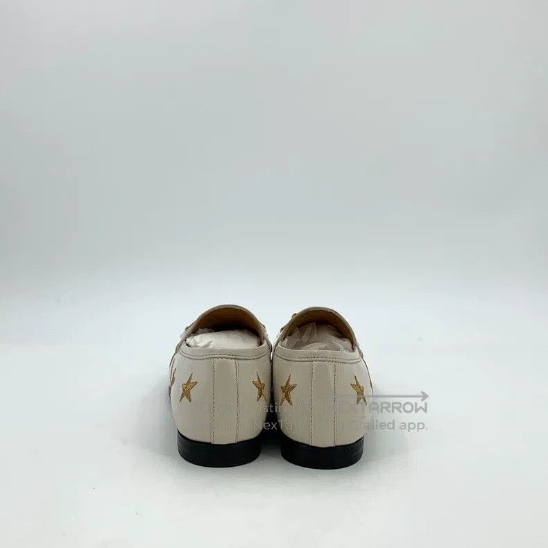 Gucci Gucci Beige five-pointed star bee embroidered horse buckle Size US 4.5 / IT 34.5 - 4 Thumbnail