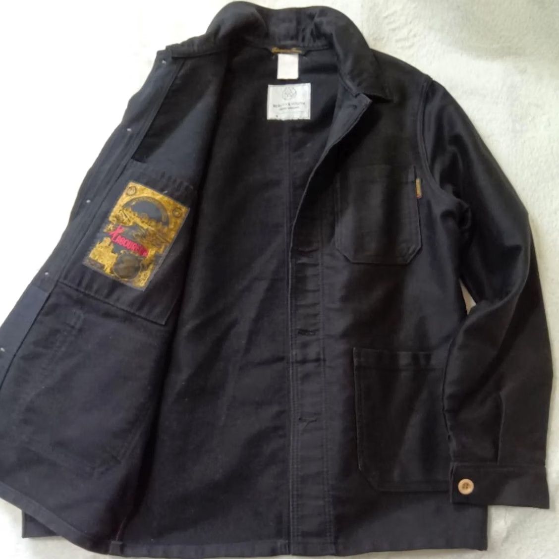 Vintage LE LABOUREUR Jacket French Moleskin Size 40 Black Men Made in France Size US XXS / EU 40 - 7 Thumbnail