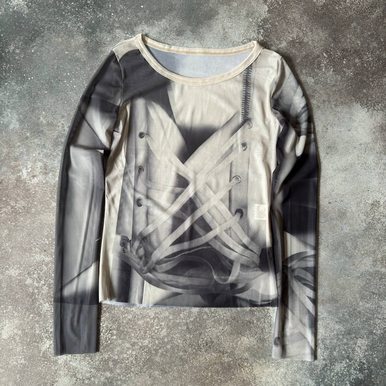 20471120 Y2K Japanese Mesh Long Sleeve Top (like Jean Paul Gaultier) Size S / US 4 / IT 40 - 1 Thumbnail