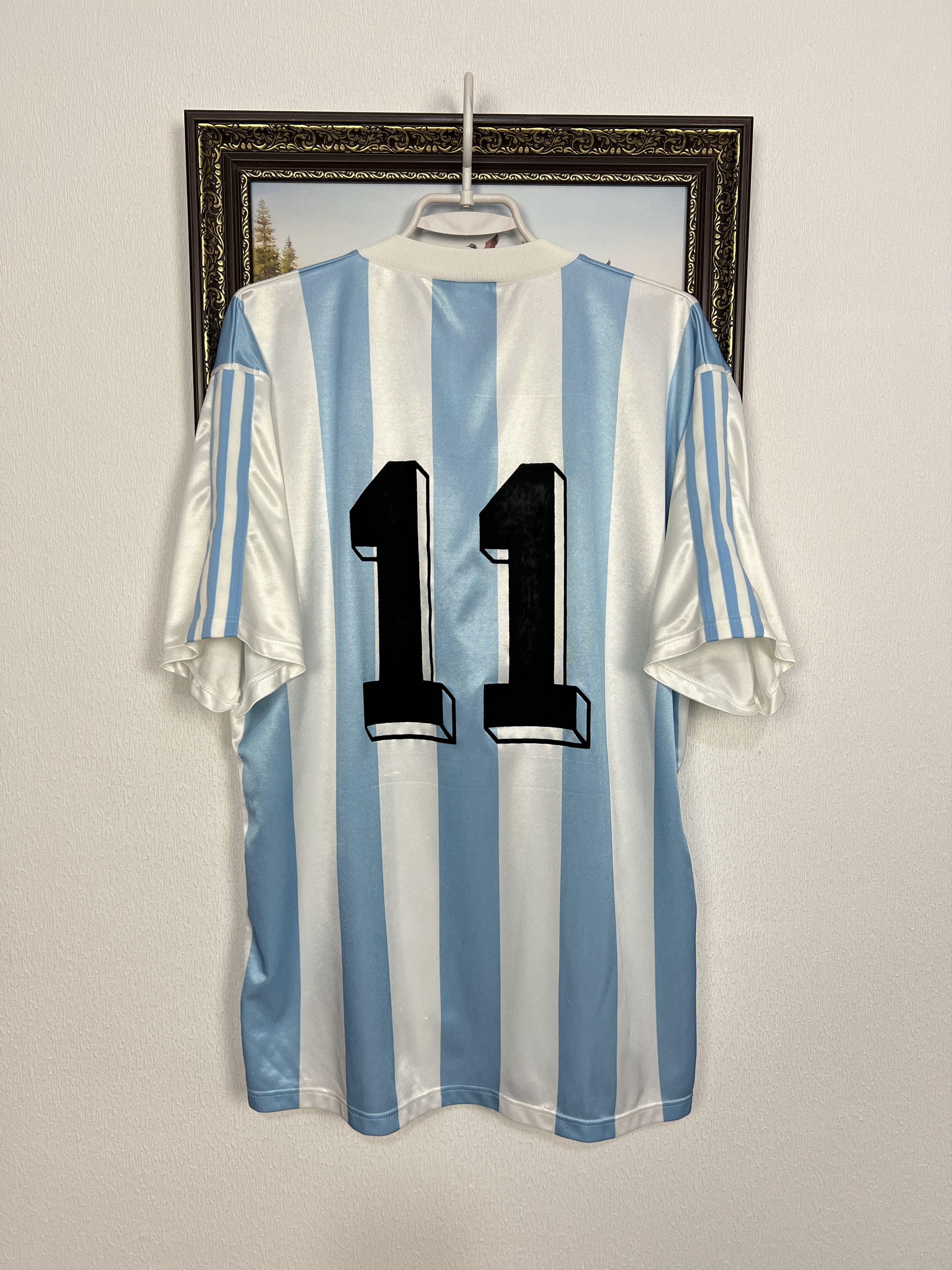 Adidas Argentina Home football shirt 1990 Soccer #11 Jersey Trikot Size US L / EU 52-54 / 3 - 6 Thumbnail