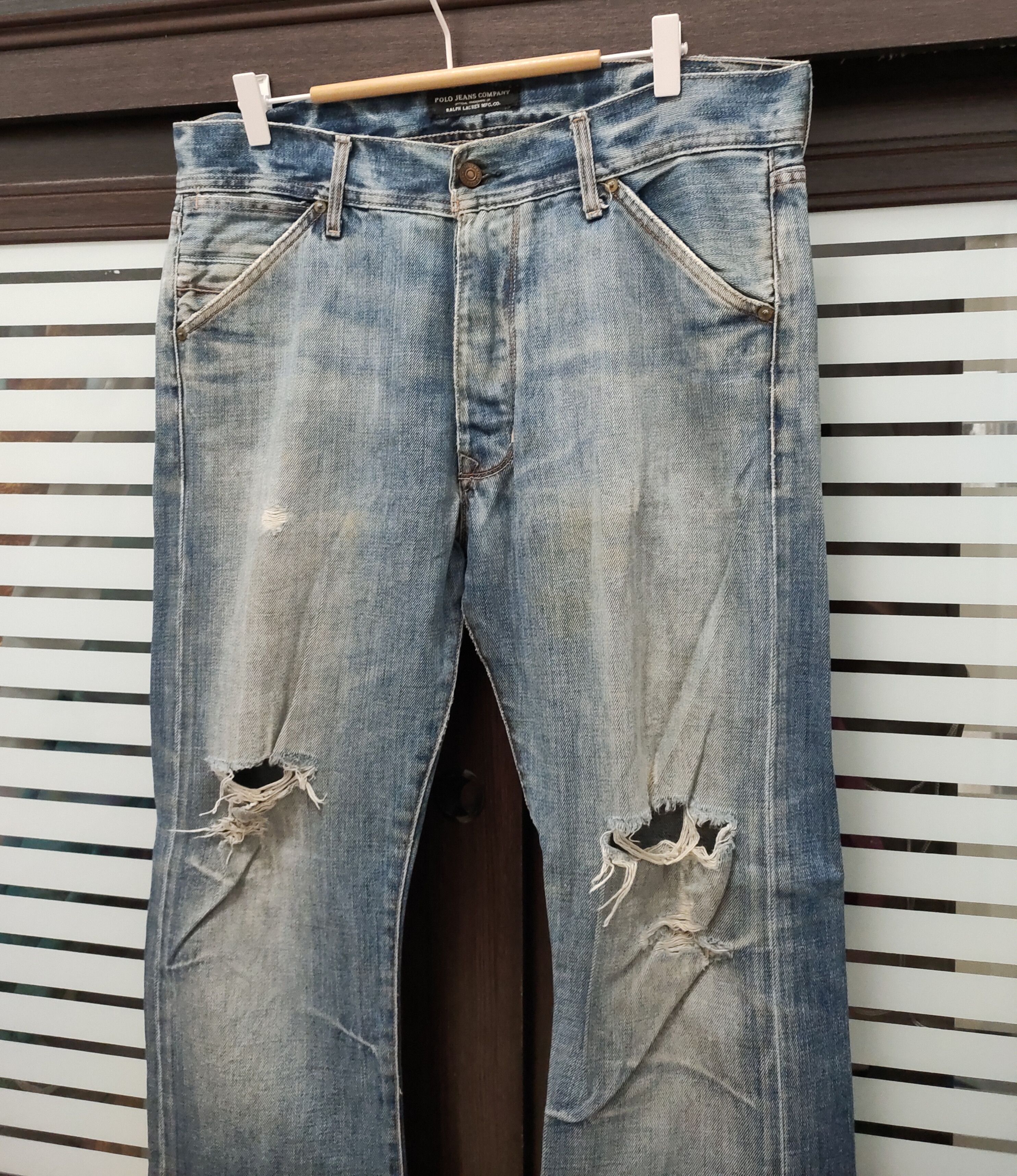 Polo Ralph Lauren 💥 Distressed Polo Ralph Lauren Button Fly Denim 💥 Size US 36 / EU 52 - 3 Thumbnail