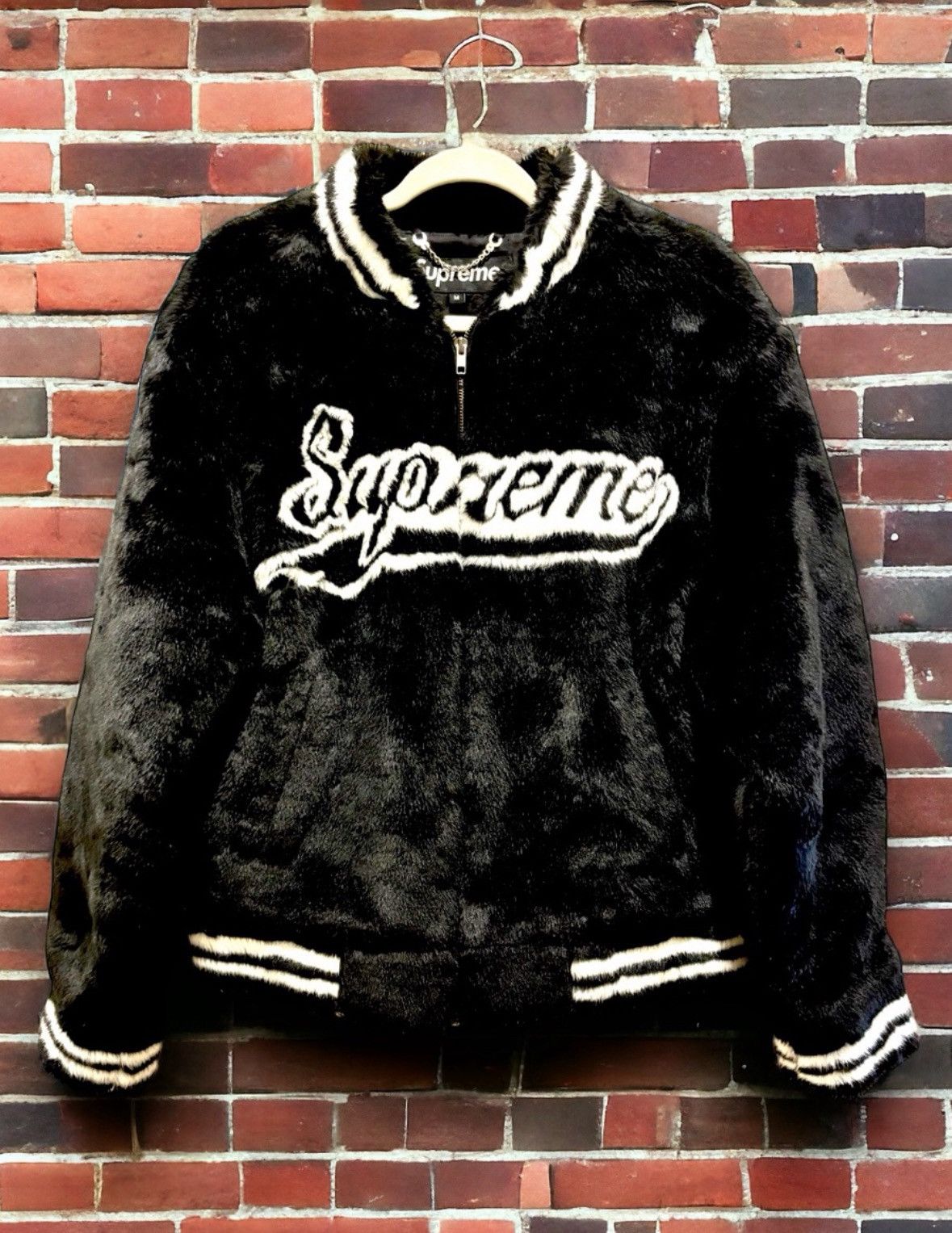 Supreme Supreme Fuax Fur Varsity Jacket <Medium> Black SS20 | Grailed