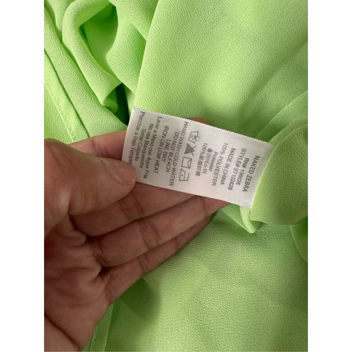 Other Naked Zebra Lime Green Sleeveless V-Neck Blouse Women’s Larg Size L / US 10 / IT 46 - 4 Thumbnail