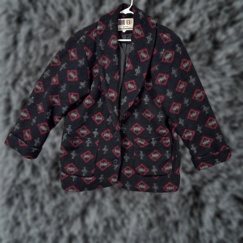 Vintage VINTAGE KB Apres Kristen Blake Coat Womens M Black Wool Southwestern Ski Argyle Size M / US 6-8 / IT 42-44 - 1 Thumbnail
