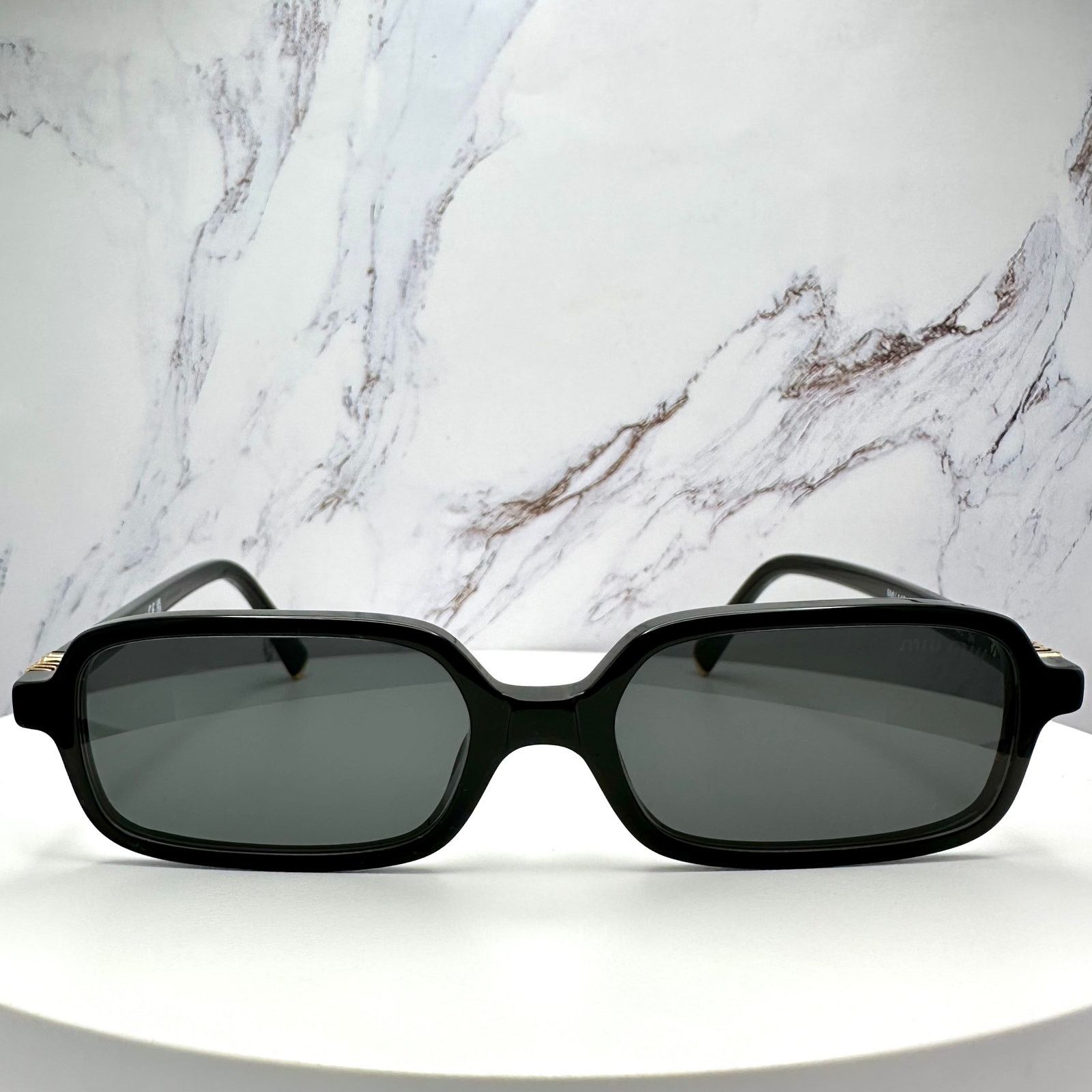 Miu Miu MIU MIU Sunglasses New Black Square Acetate Gold Metal Logo Size ONE SIZE - 2 Thumbnail
