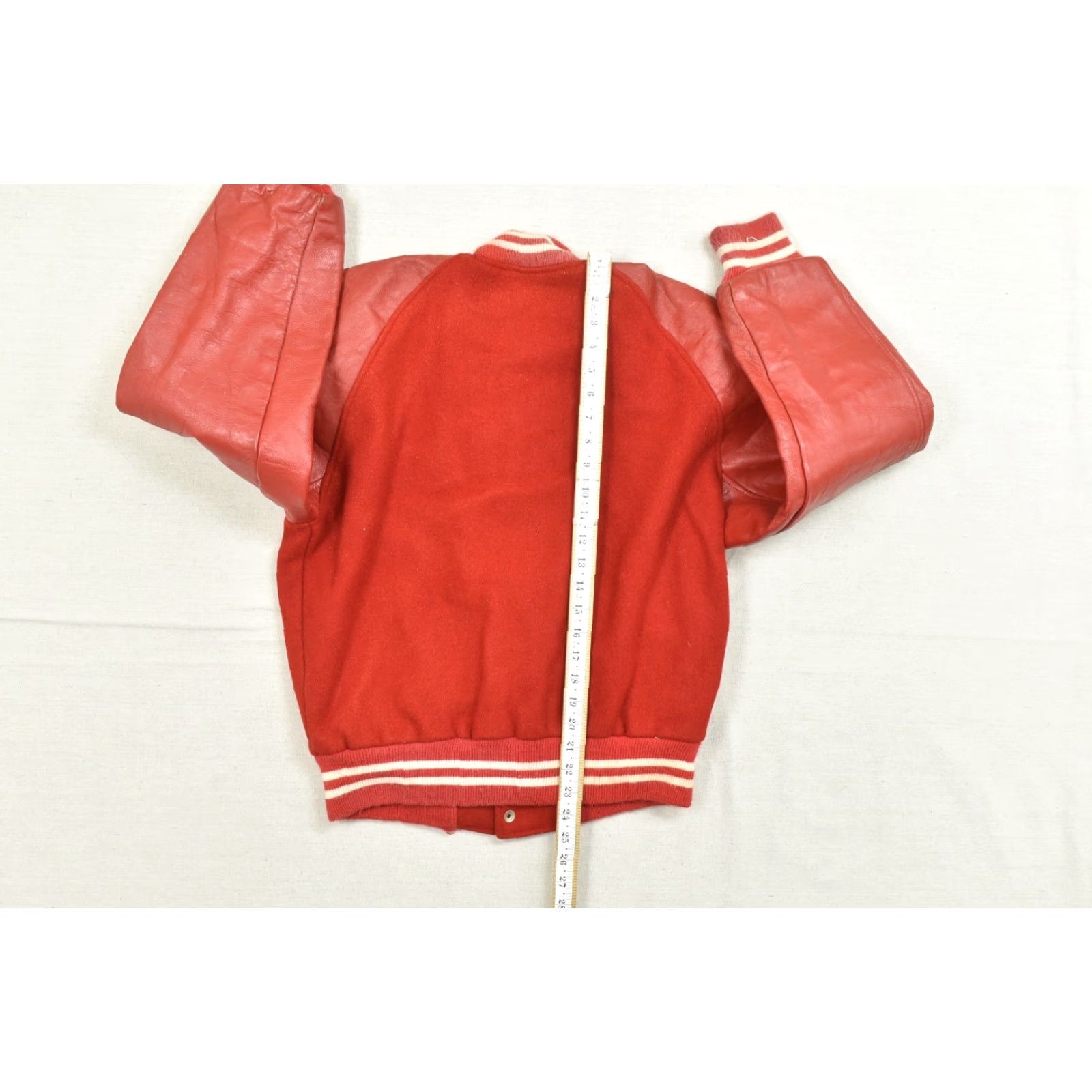 Vintage VINTAGE Unbranded Jacket Men Varsity Red Wool Leather Mid-Length Regular Size M Size US M / EU 48-50 / 2 - 4 Thumbnail