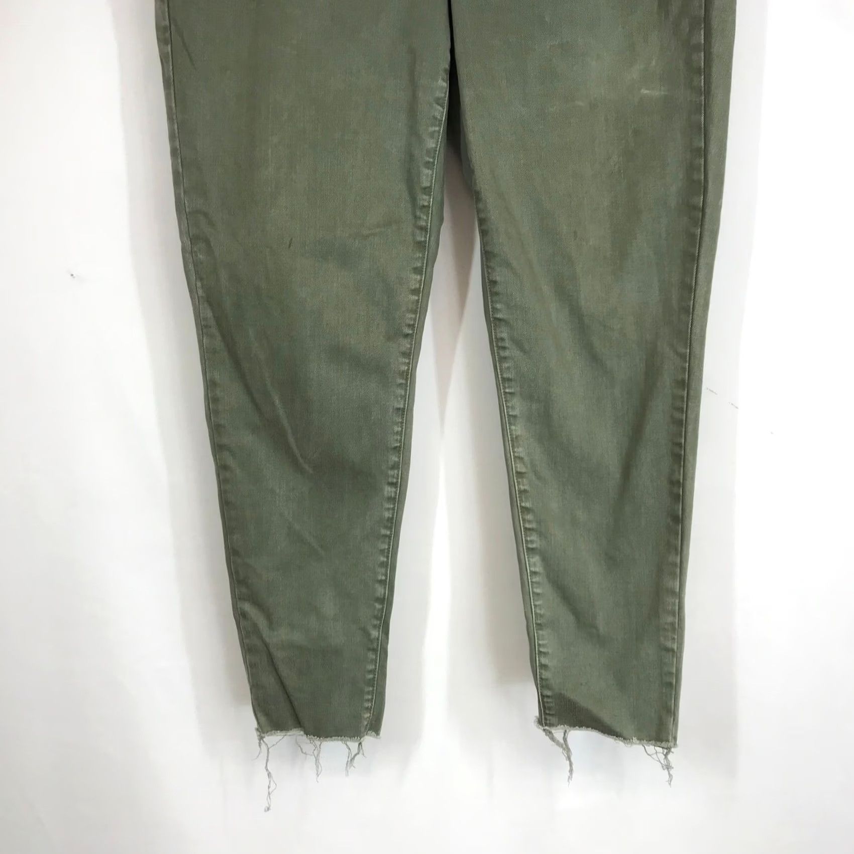 Vintage Lane Bryant Olive Green Ankle Skinny Jeans Women's 16 Black Label Denim Casual Pockets Stretch 5-Pocket Distressed Size 38" / US 16 / IT 52 - 3 Thumbnail