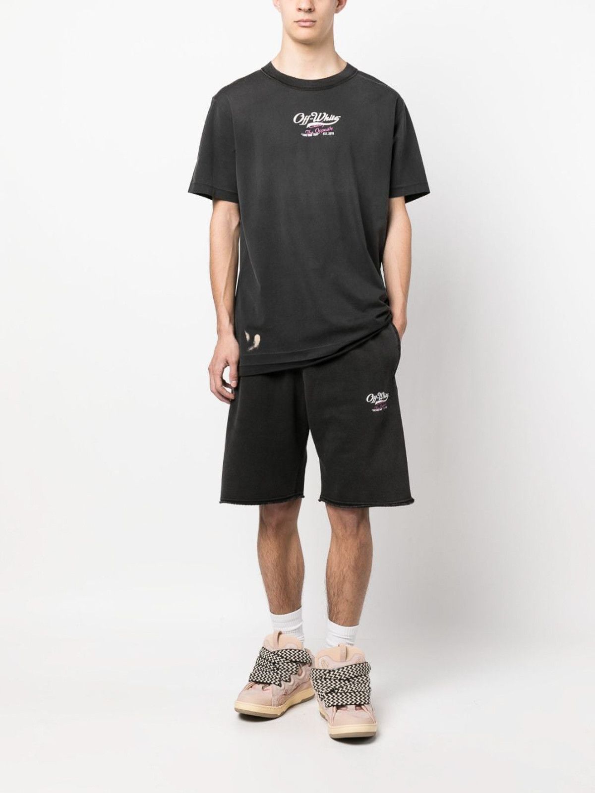 Off-White o1gr1nt0425 Wave Off Sweatshorts in Black Size US 32 / EU 48 - 4 Thumbnail