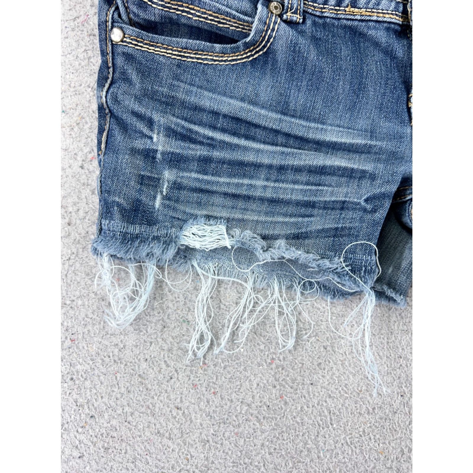 Vintage Premier Shorts Womens 7 Blue Denim Jean Distressed Cutoff Cotton Blend 30x3 Size 28" / US 6 / IT 42 - 3 Thumbnail