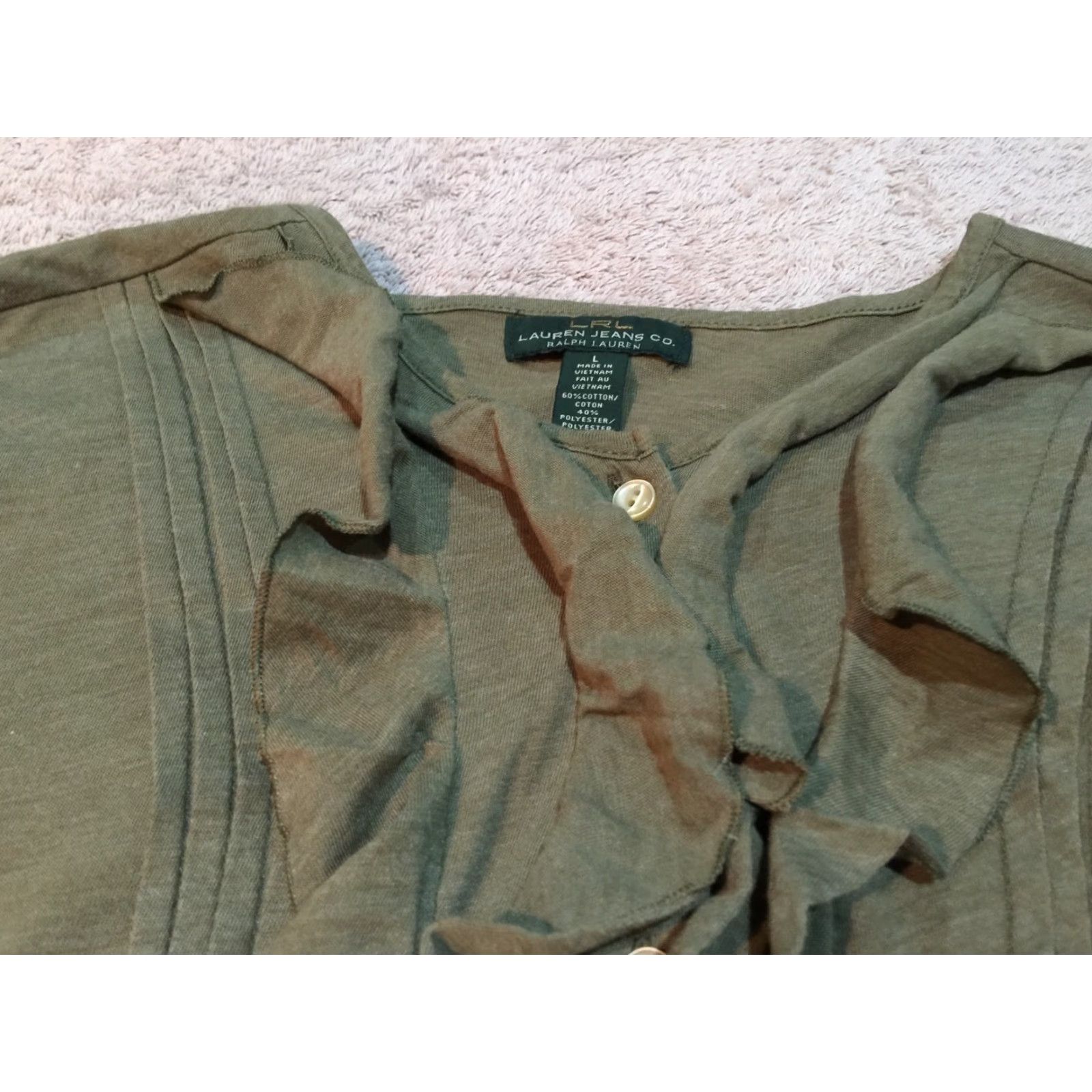 Ralph Lauren LAUREN RALPH LAUREN Solid Long Sleeve Blouse Women's Regular Size L Olive Size L / US 10 / IT 46 - 4 Thumbnail