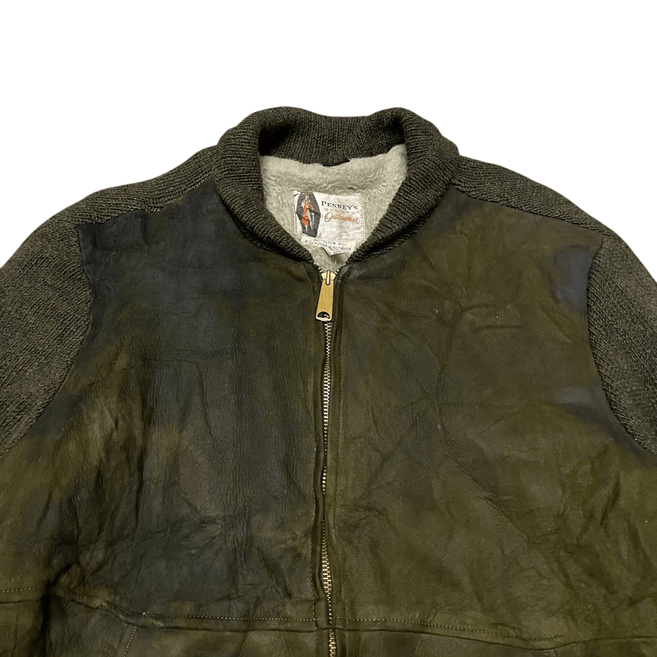 JCPenney Vintage 50's Penney's Sports Leather Knit Jacket Size US M / EU 48-50 / 2 - 2 Thumbnail