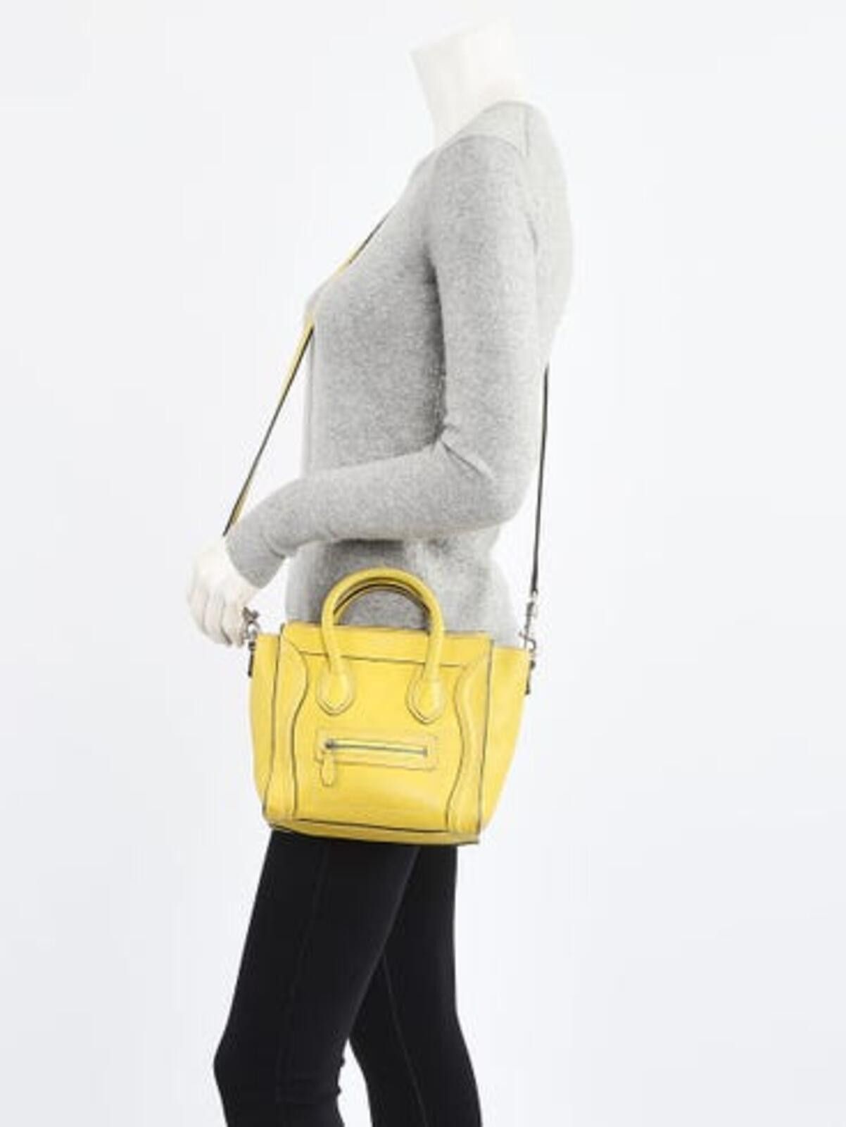 Celine CELINE PHOEBE PHILO 2011 YELLOW NANO LUGGAGE TOTE BAG Size ONE SIZE - 2 Thumbnail
