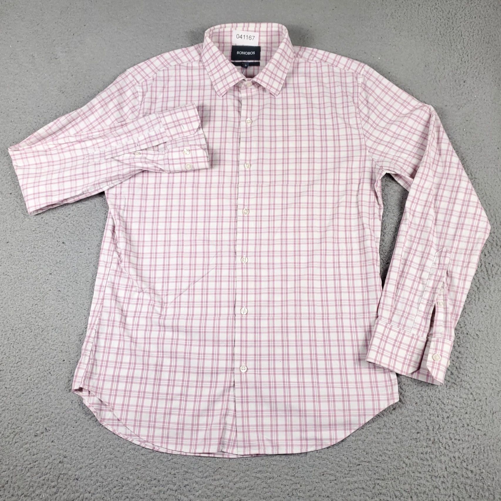 Bonobos Bonobos Shirt Mens Medium Pink Plaid Button-Up Long Sleeve Casual Business Formal Workwear Mens Size US M / EU 48-50 / 2 - 2 Thumbnail