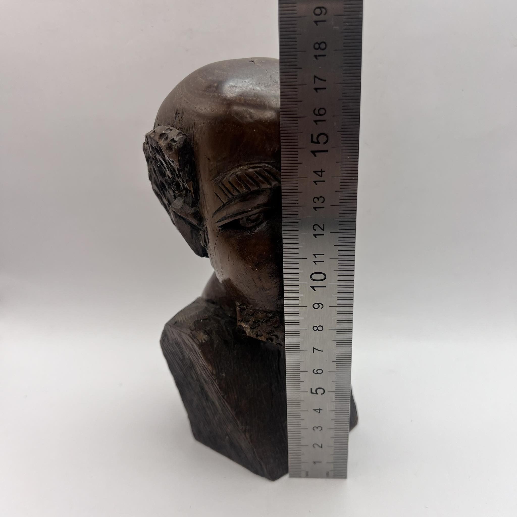 Handmade Vintage Tribal African Man Bust Figure Wood Ebanos Size ONE SIZE - 5 Thumbnail
