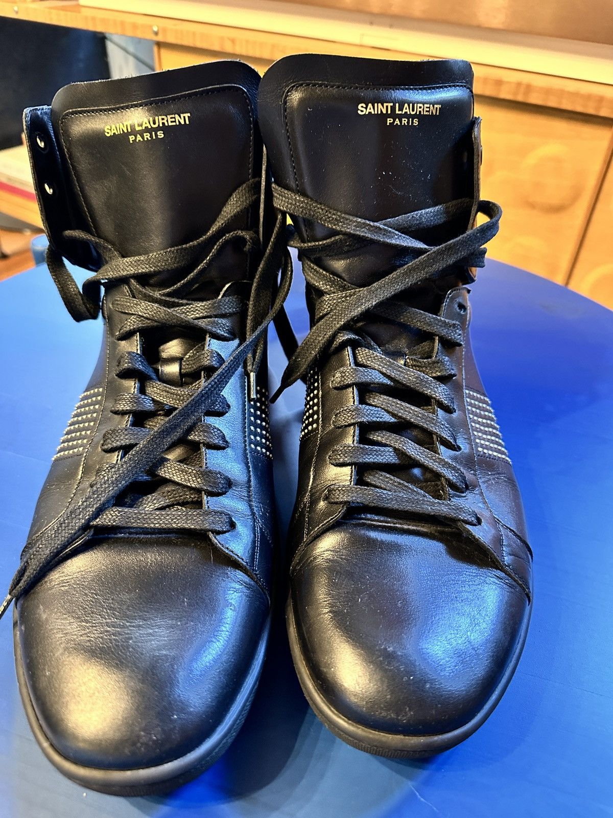 Hedi Slimane × Saint Laurent Paris Saint Laurent Paris SL/100H Black Sneakers with Studs Rare Size US 14 / EU 47 - 6 Thumbnail