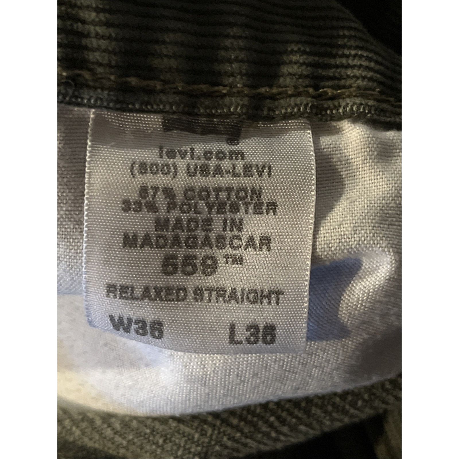 Levi's Levi's 559 Relaxed Straight Corduroy Pants Mens 35x35 Green Size US 35 - 3 Thumbnail