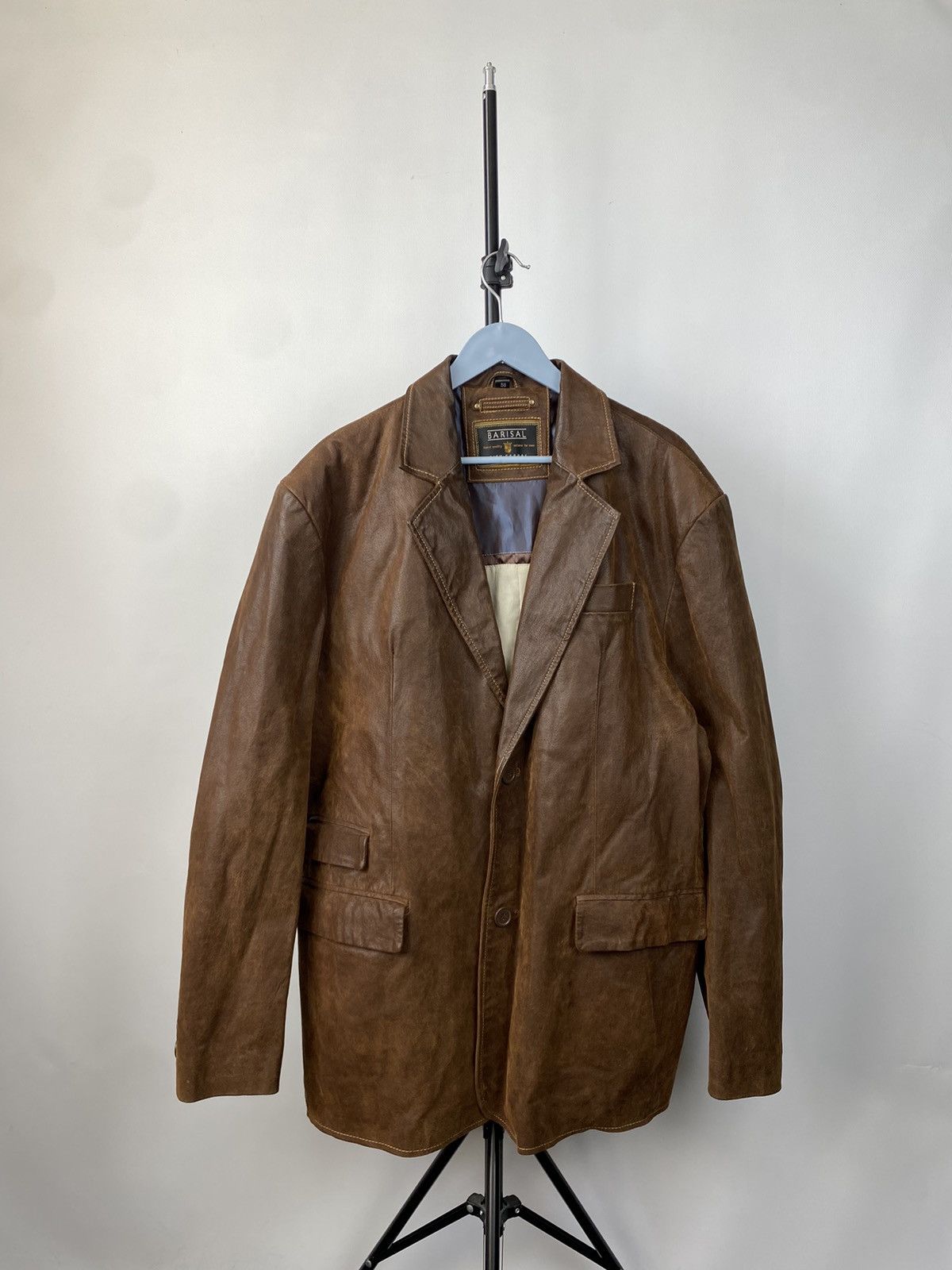 Japanese Brand × Vintage Avant Garde 90s Brown Leather jacket blazer Size US L / EU 52-54 / 3 - 1 Thumbnail