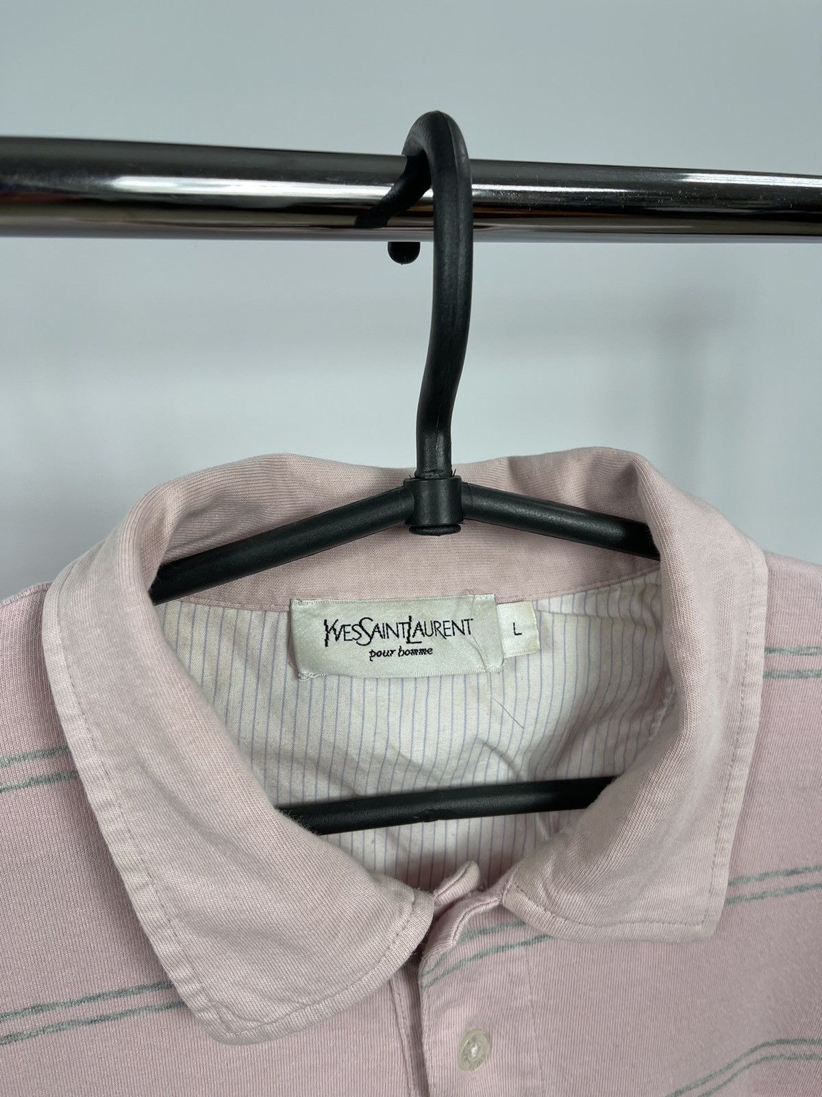 Yves Saint Laurent Yves Saint Laurent Polo Size L Big Logo Vintage 90s Pink Size US L / EU 52-54 / 3 - 3 Thumbnail