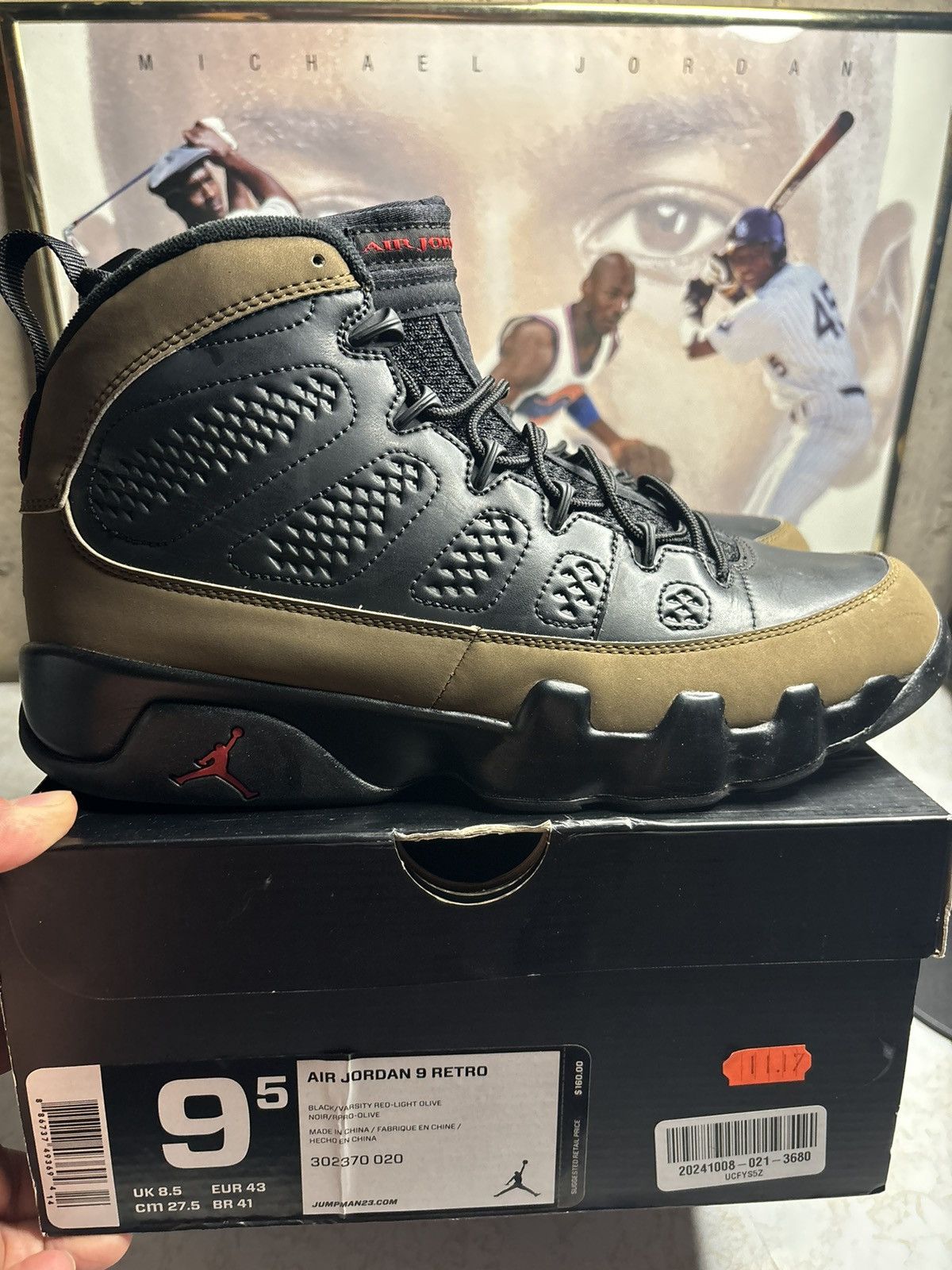 Jordan Brand Air Jordan 9 Retro Olive Size US 9.5 / EU 42-43 - 1 Thumbnail