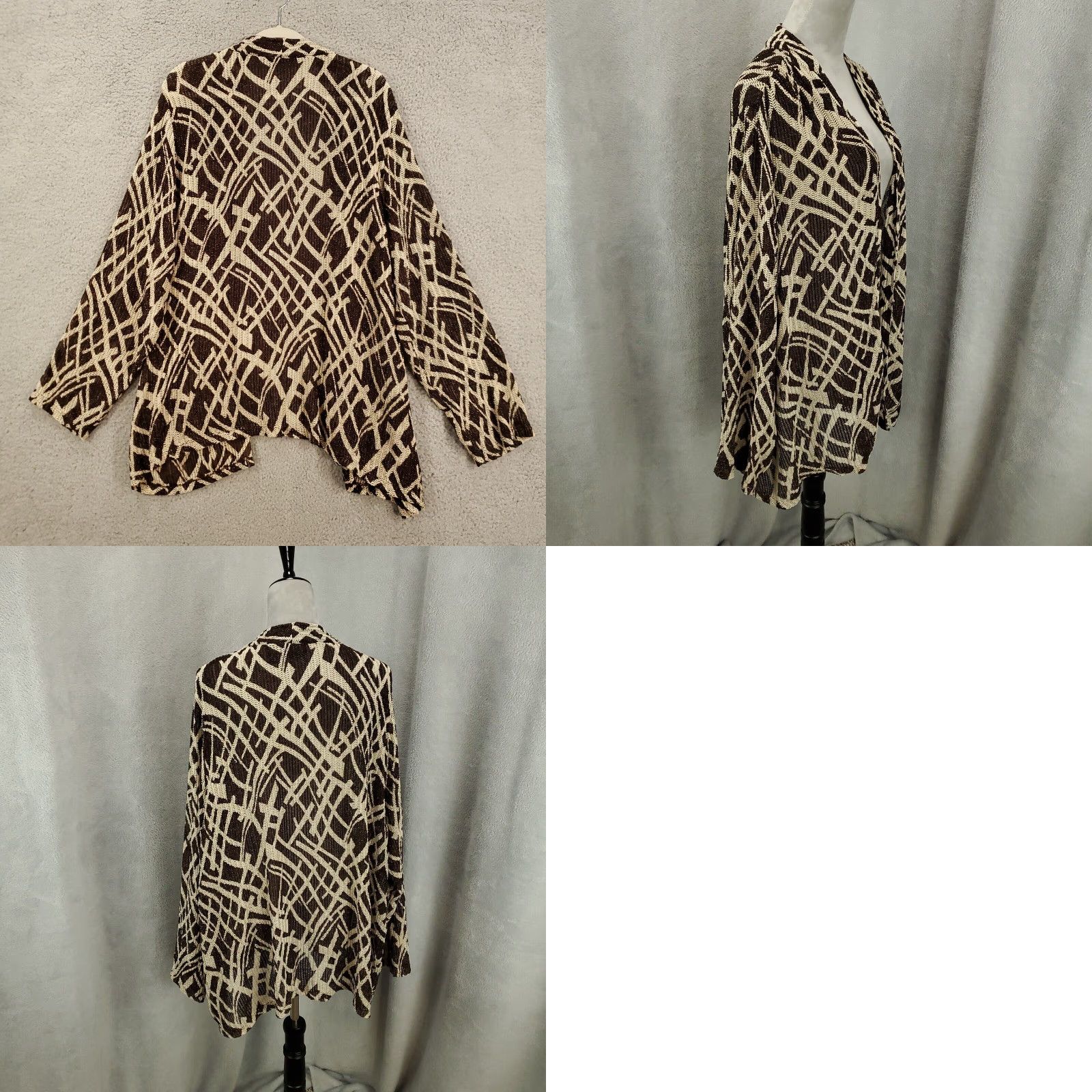 Vintage Maggie Barnes Cardigan Womens 3X Open Knit Front Lightweight 26 28 Flowy Nylon Size XXL / US 16-18 / IT 52-54 - 8 Thumbnail
