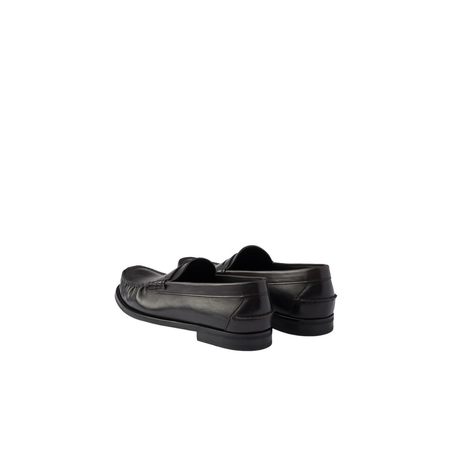 Prada PRADA $1290 Black/Tan Antiqued Leather Loafers New & Authent Size US 9.5 / EU 42-43 - 4 Thumbnail