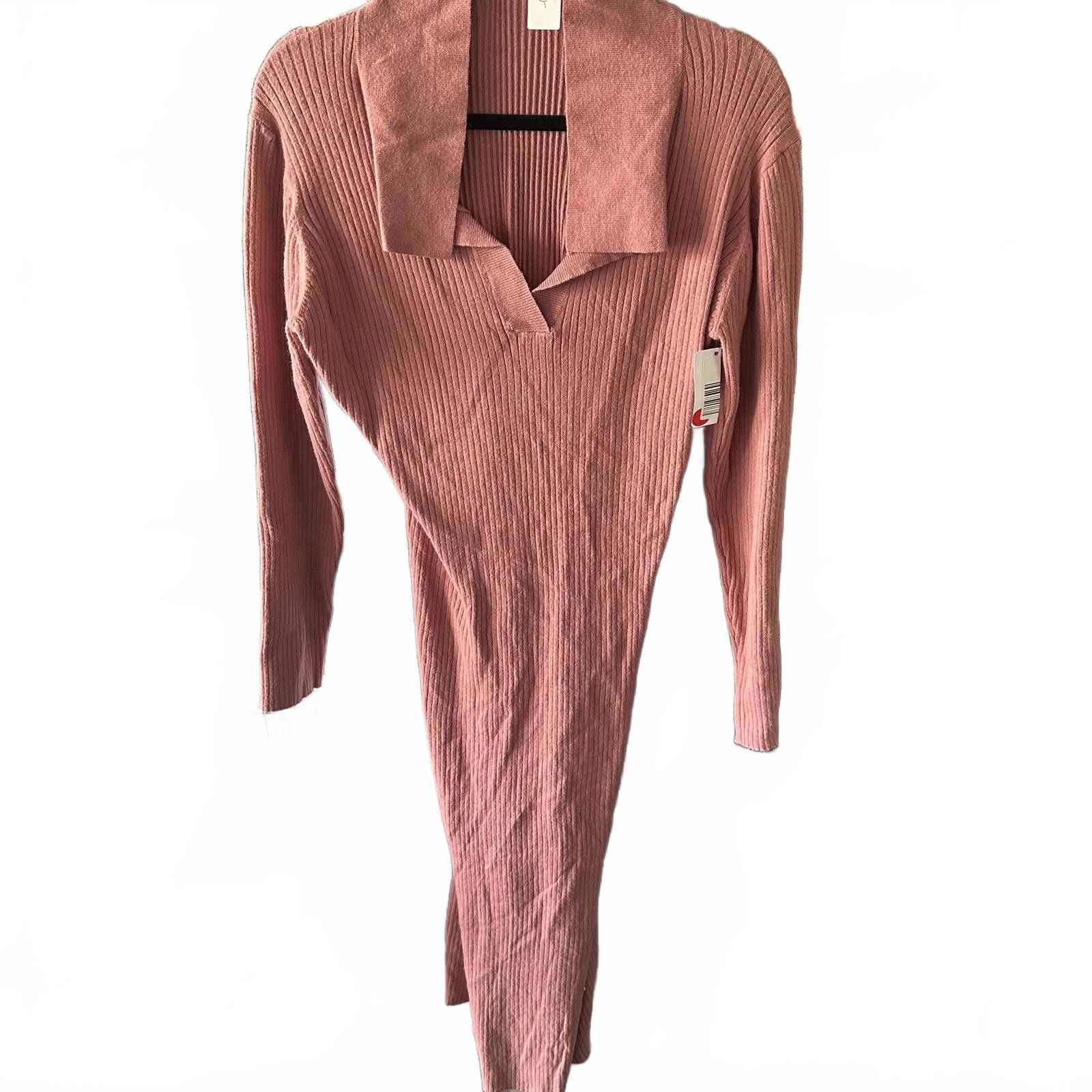 Designer Pink Lily 2XL Chic Pink Ribbed Knit Dress Size XXL / US 16-18 / IT 52-54 - 1 Preview