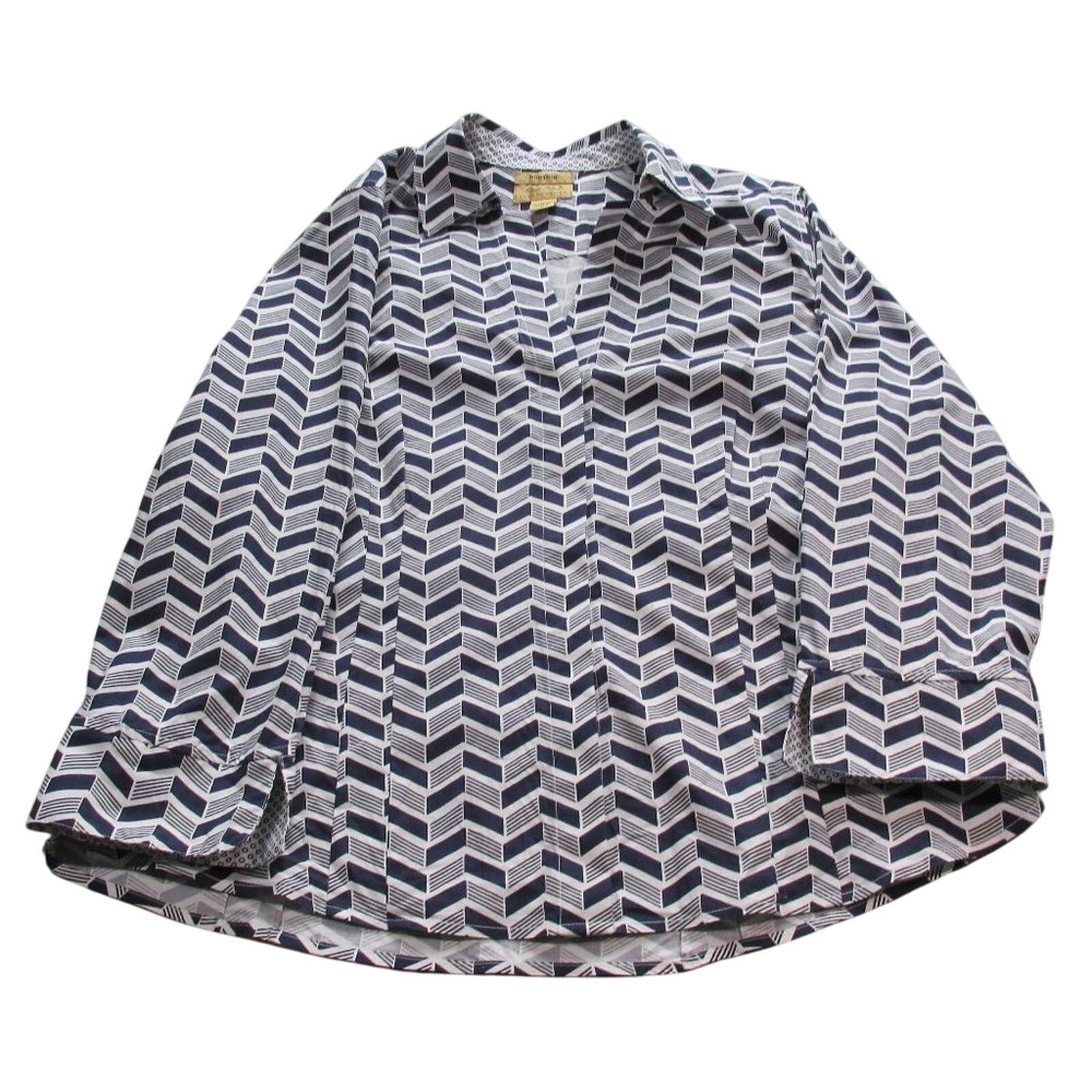 Other Gold Label Investments Blue/White Chevron Plus Size Shirt Size XL / US 12-14 / IT 48-50 - 1 Thumbnail