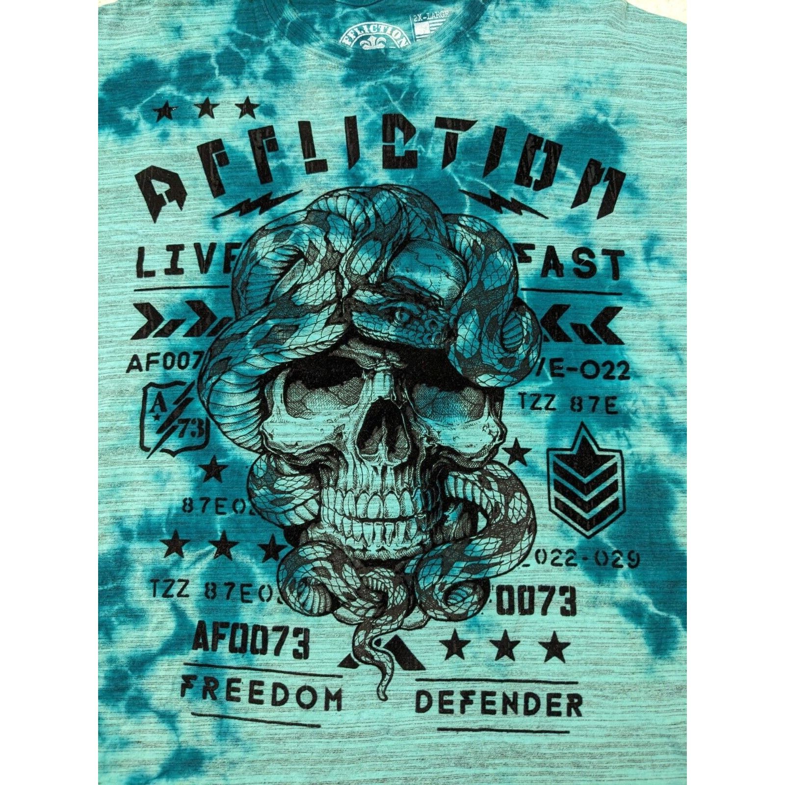 Affliction Affliction Freedom Defender Shirt Tie Dye Velvet Skull Size US XXL / EU 58 / 5 - 4 Thumbnail