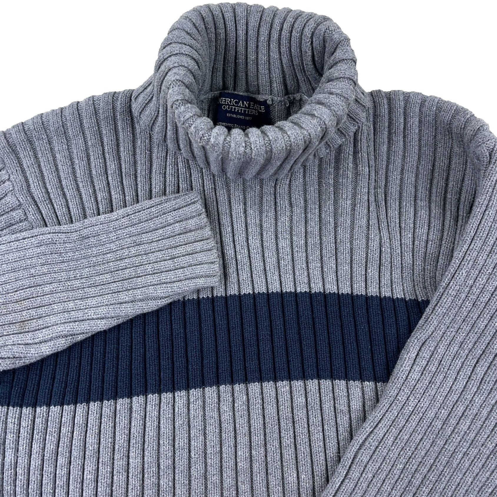 American Eagle Outfitters VINTAGE American Eagle Sweater Women XL Gray Chunky Knit Turtleneck Long Sleeve All Seasons Classic Preppy Size XL / US 12-14 / IT 48-50 - 2 Thumbnail