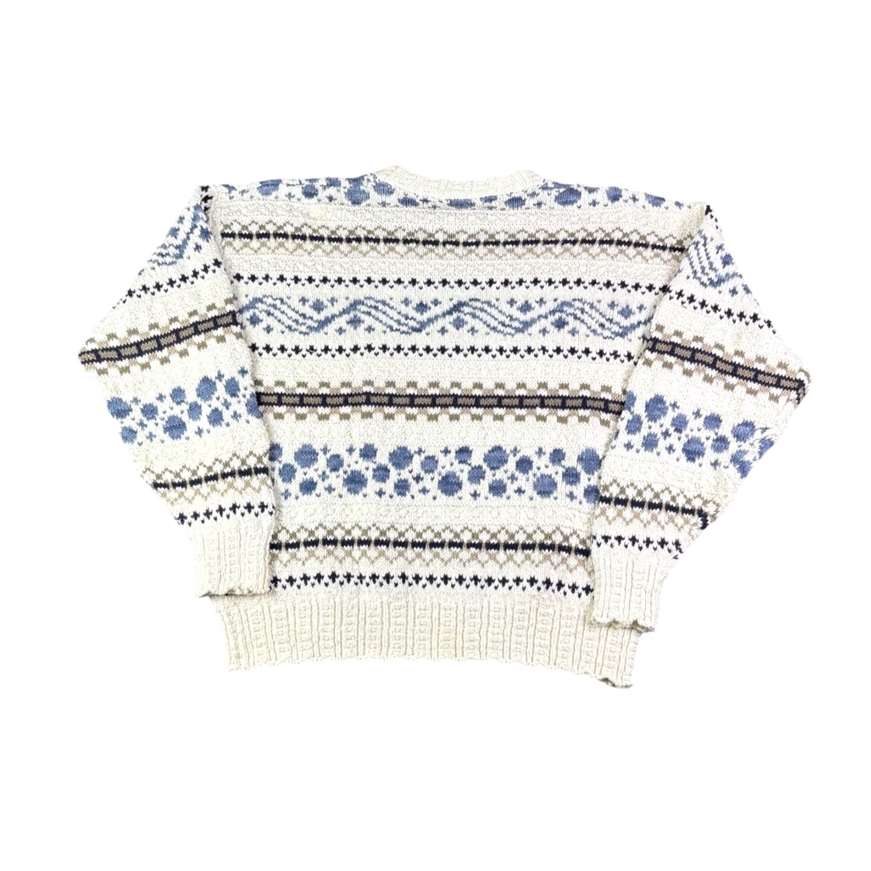 Harmony VINTAGE Lake Harmony USA Mens XL Fair Isle Crewneck Wool Sweater Geometric Pattern Cream White 90s Ski Outdoors Knitted Knit Pullover Casual Size US XL / EU 56 / 4 - 2 Thumbnail