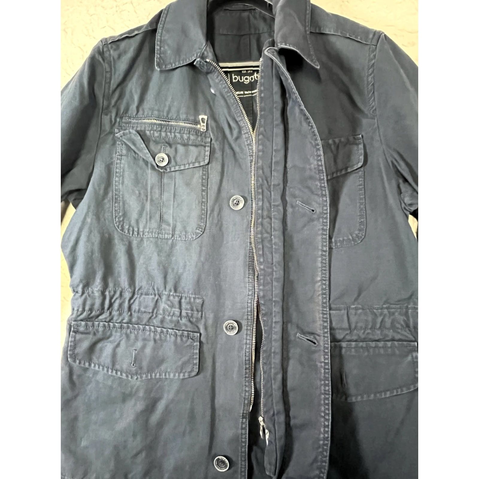 Bugatti VINTAGE Bugatti Jacket Men 52 Black Full Zip Pockets Coat Regular Trench Coat Stand-Up Collar 80s 90s Designer Weather Jacket Size US L / EU 52-54 / 3 - 6 Thumbnail