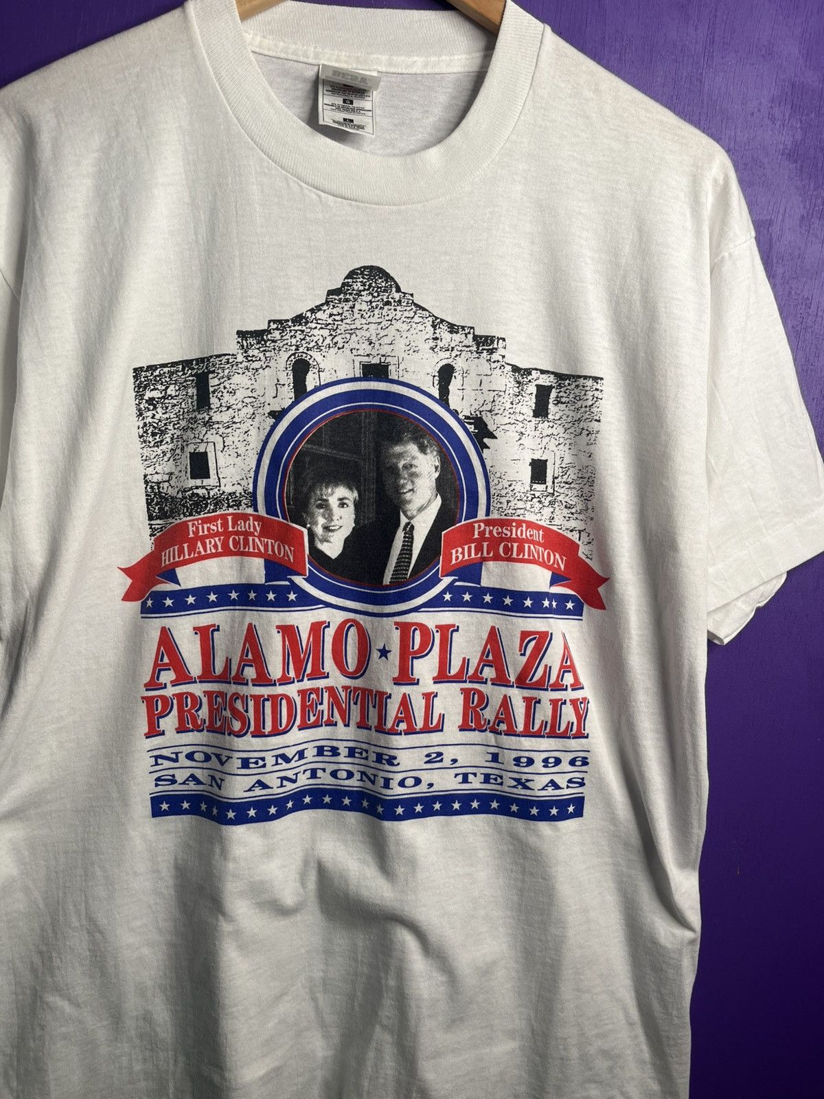 Vintage Vintage 1996 Bill Clinton Alamo plaza rally t-shirt Size US L / EU 52-54 / 3 - 3 Thumbnail