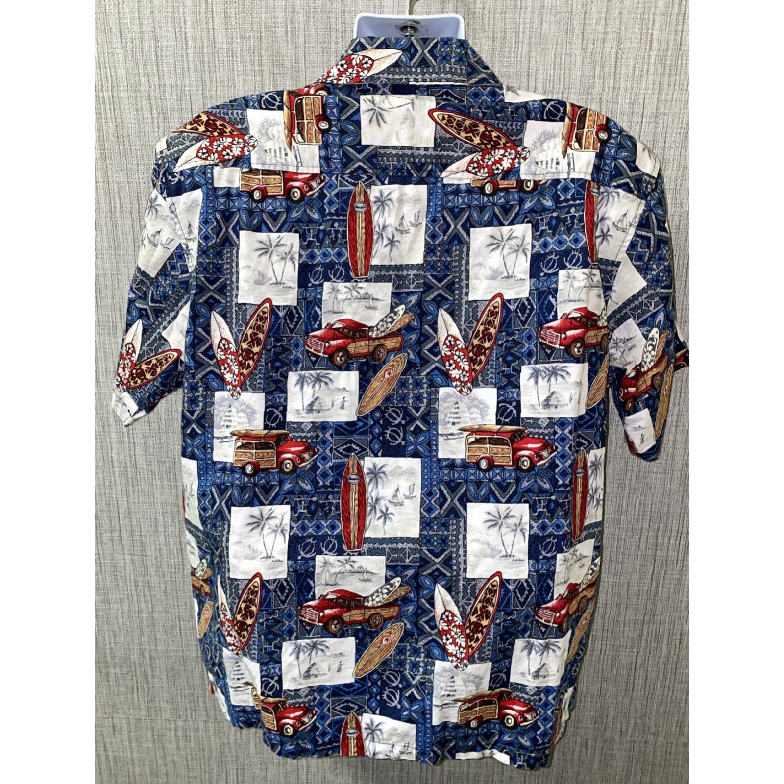 ALOHAS Reebesse Mens Car/Surfboard Print Aloha Hawaiian Shirt L Regular Multicolor Button-Up Short Sleeve Collared Cotton Casual Men Size US L / EU 52-54 / 3 - 6 Thumbnail