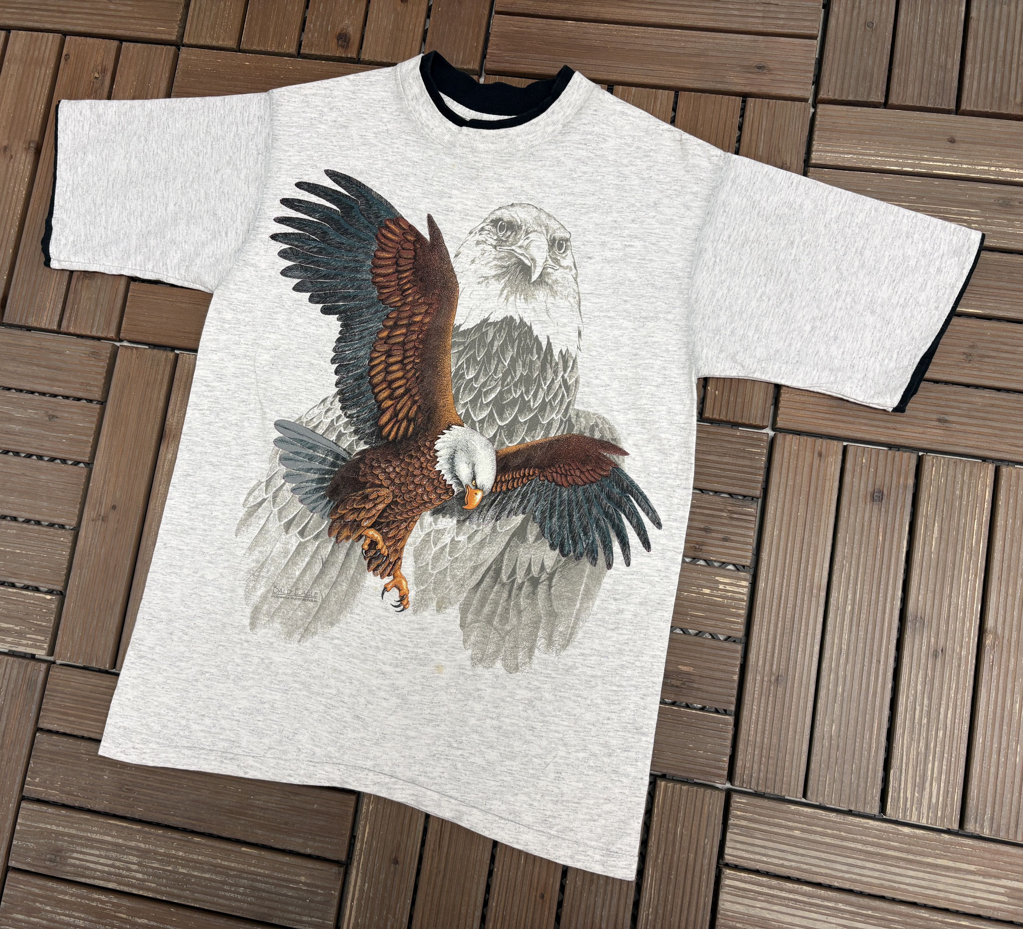 Vintage Bald Eagle Big Print Vintage Grey T-Shirt Tee Size US M / EU 48-50 / 2 - 3 Thumbnail