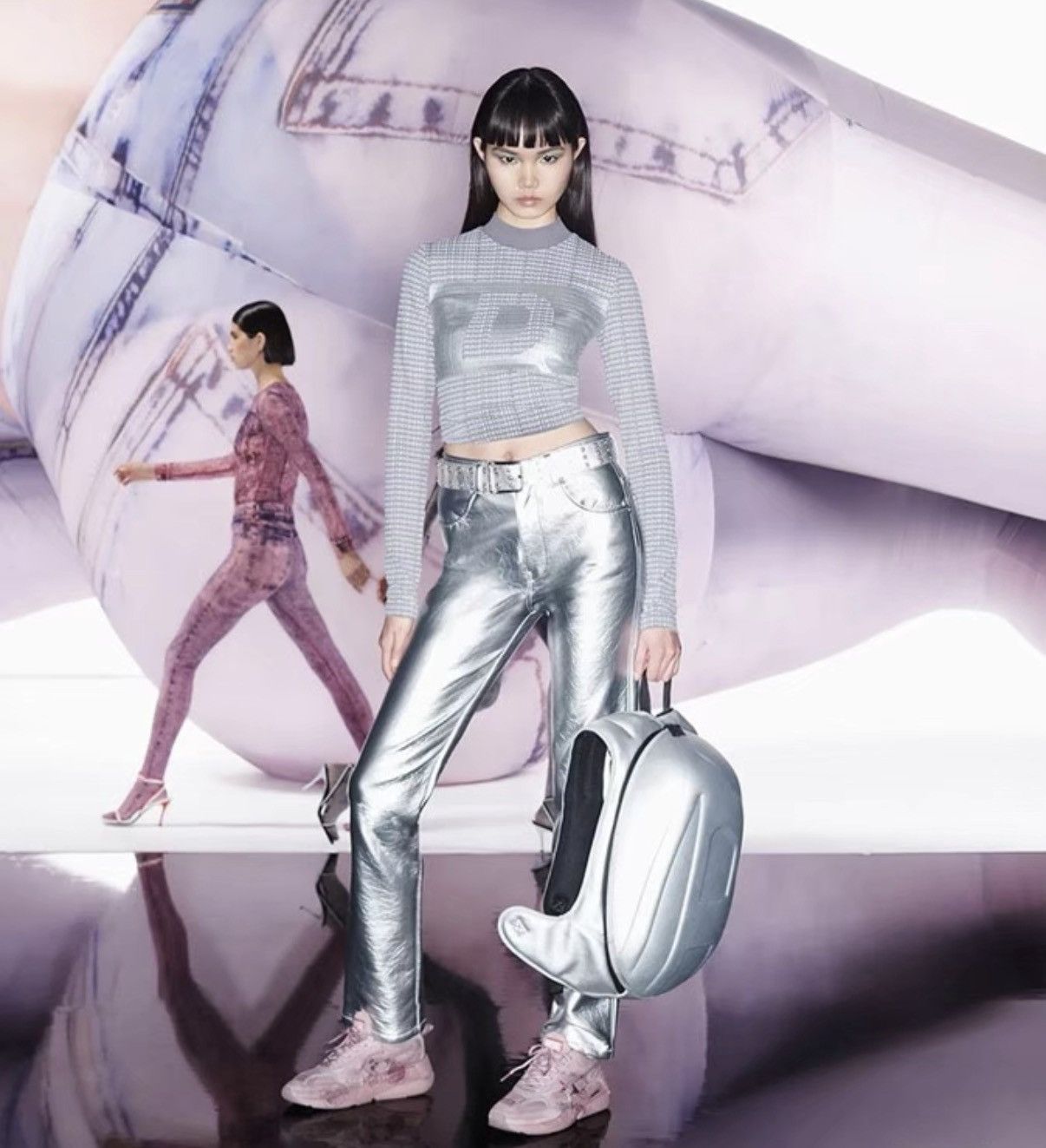 Diesel Diesel Metallic Silver Reflective Pants Size US 31 - 3 Thumbnail
