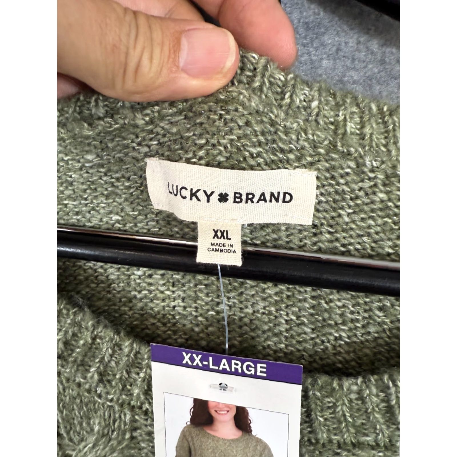 Lucky Brand Lucky Brand Sweater Womens 2XL Olive Green Cable Knit Scalloped Hem Comfort NWT Size XXL / US 16-18 / IT 52-54 - 7 Thumbnail